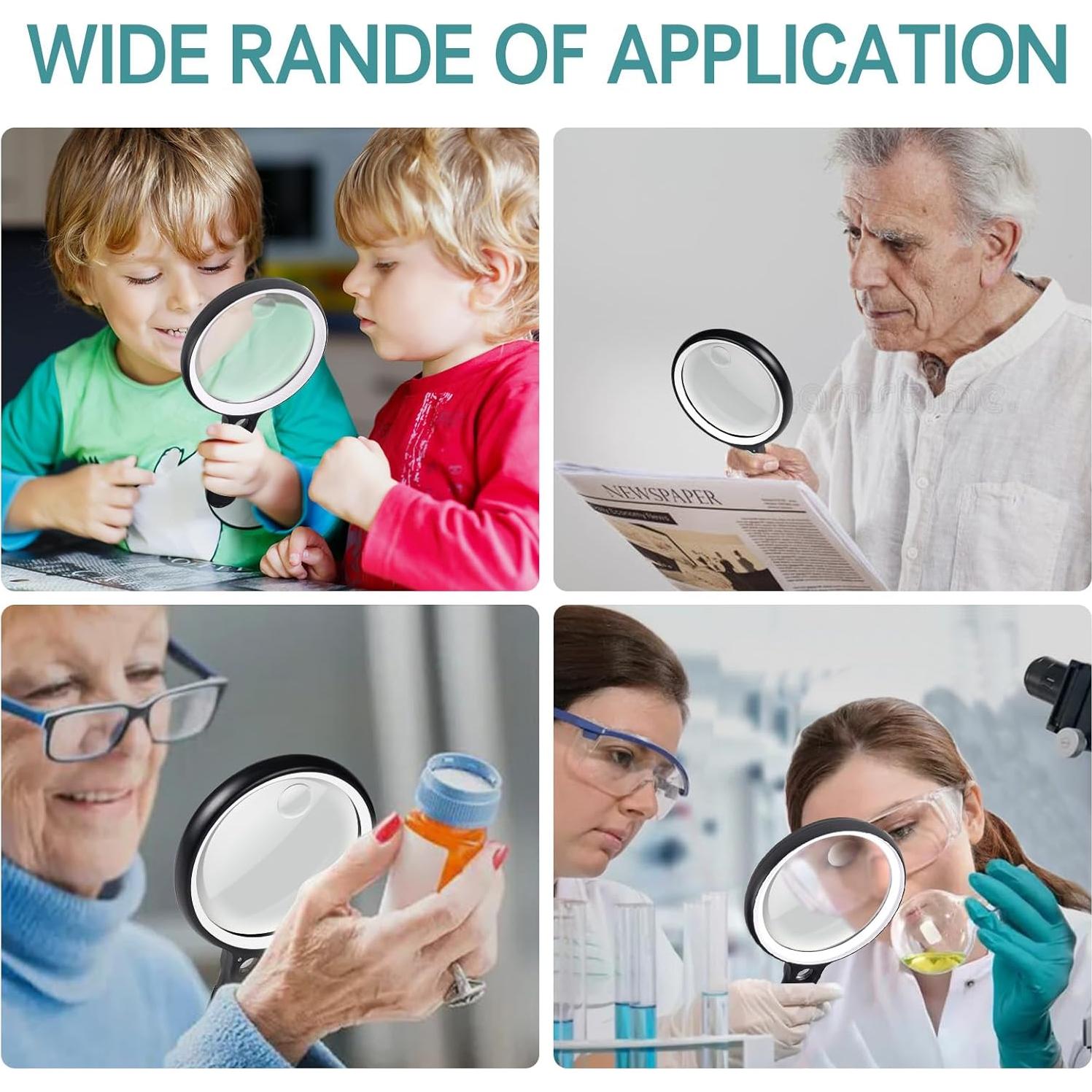 Lupa de Mano Iluminada GABORISH 10X 20X 45X con 37 LEDs