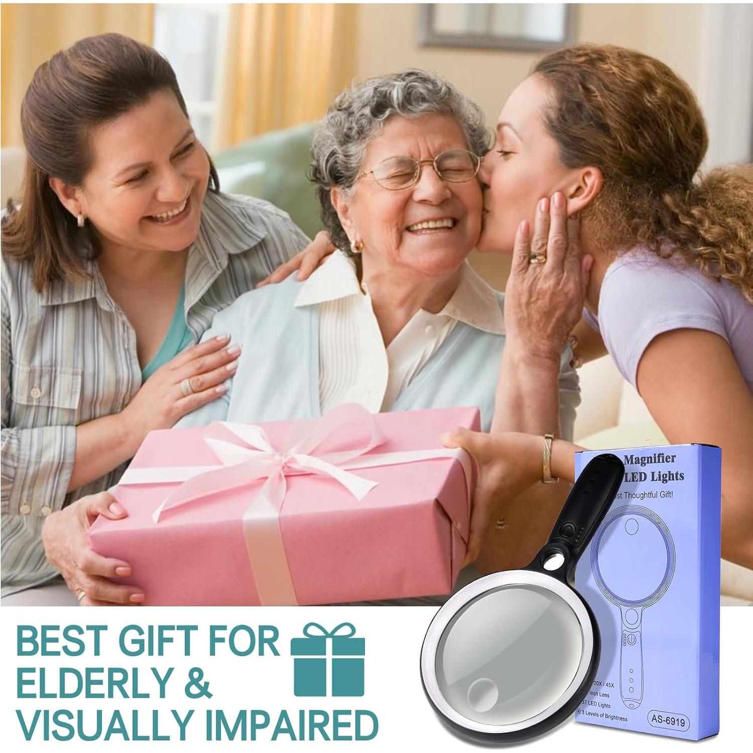 Lupa de Mano Iluminada GABORISH 10X 20X 45X con 37 LEDs