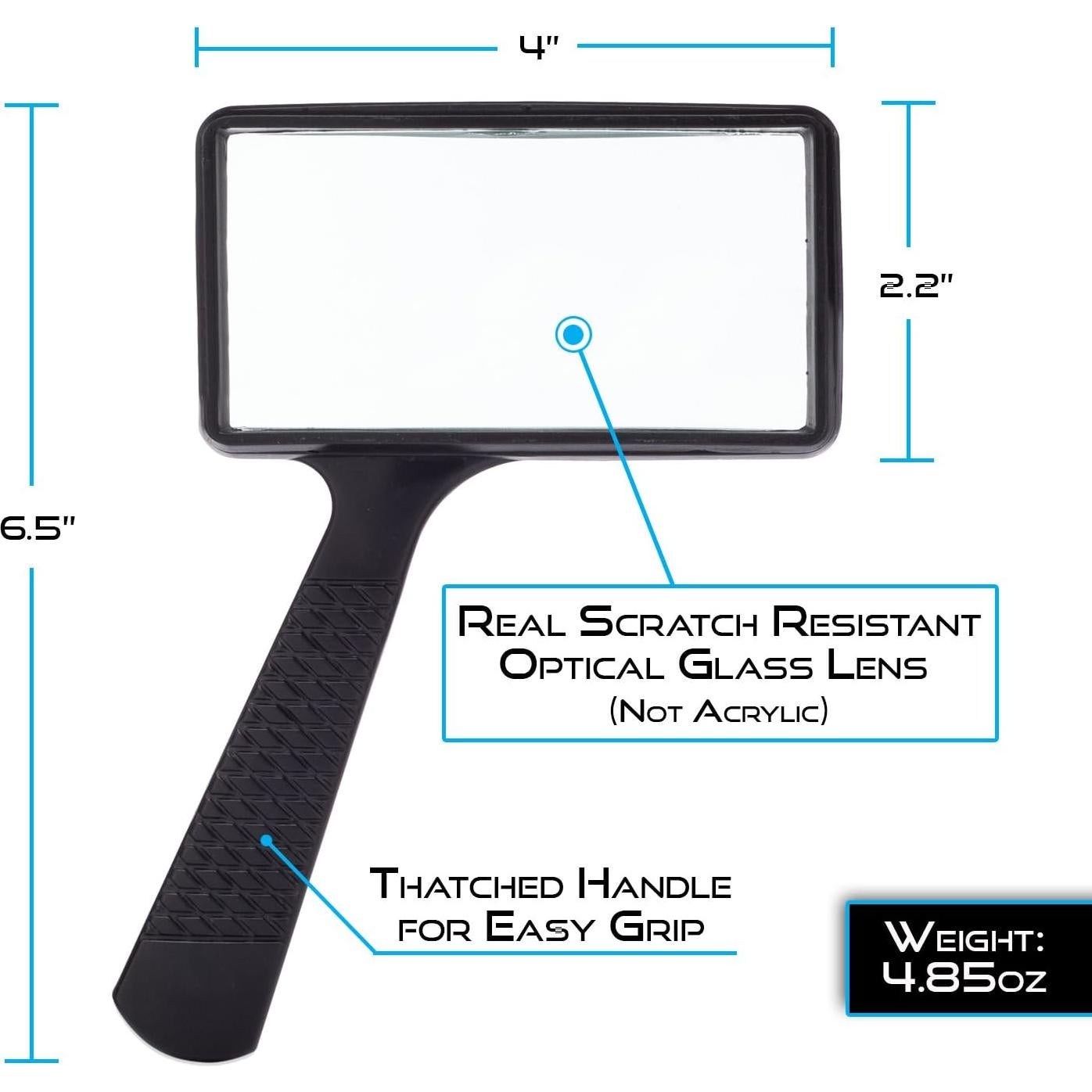 Lupa de Mano MagnifyLabs 3X Aumento Vidrio Óptico 16.5cm