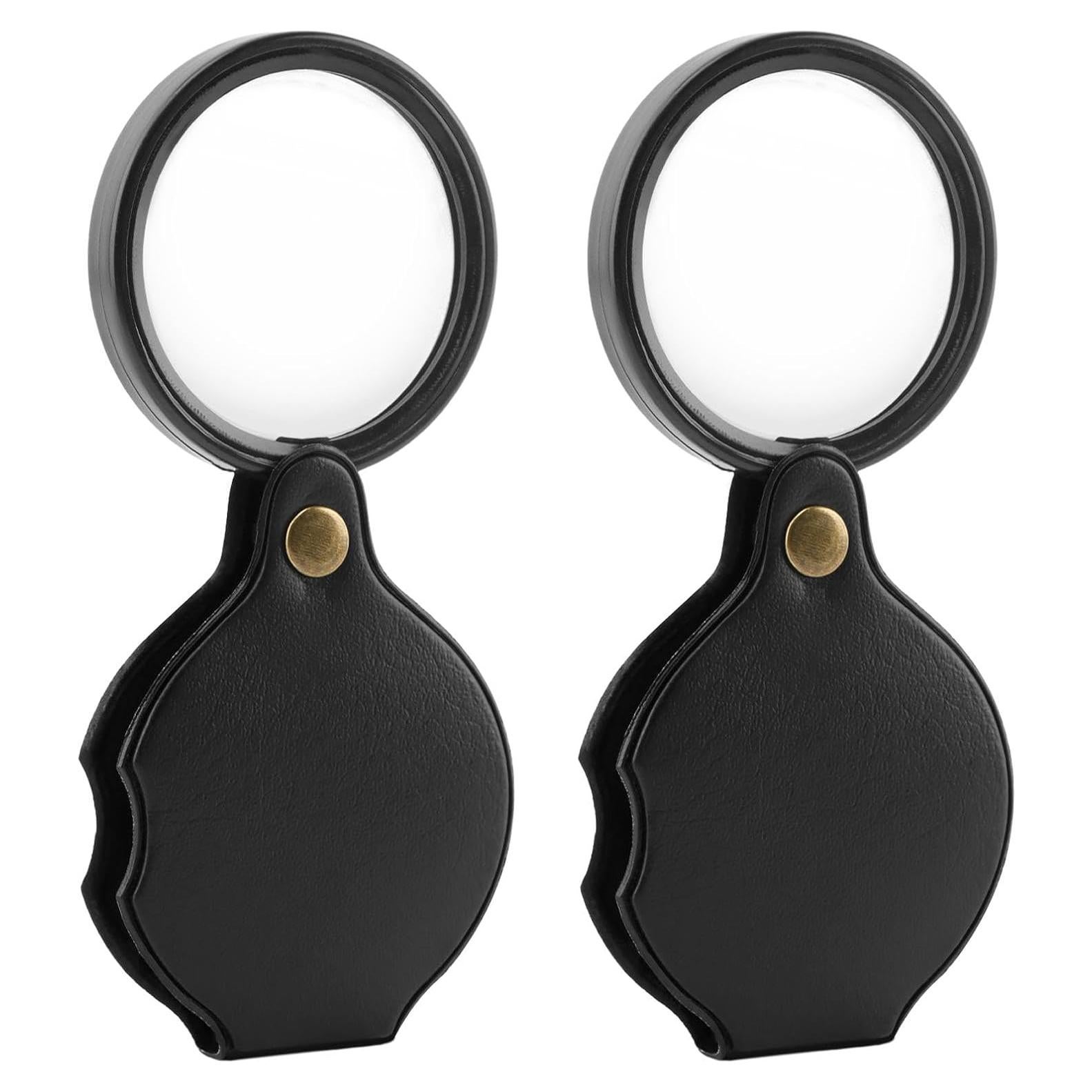 Lupa de bolsillo 20X QKDS, 2 piezas, portátil y plegable