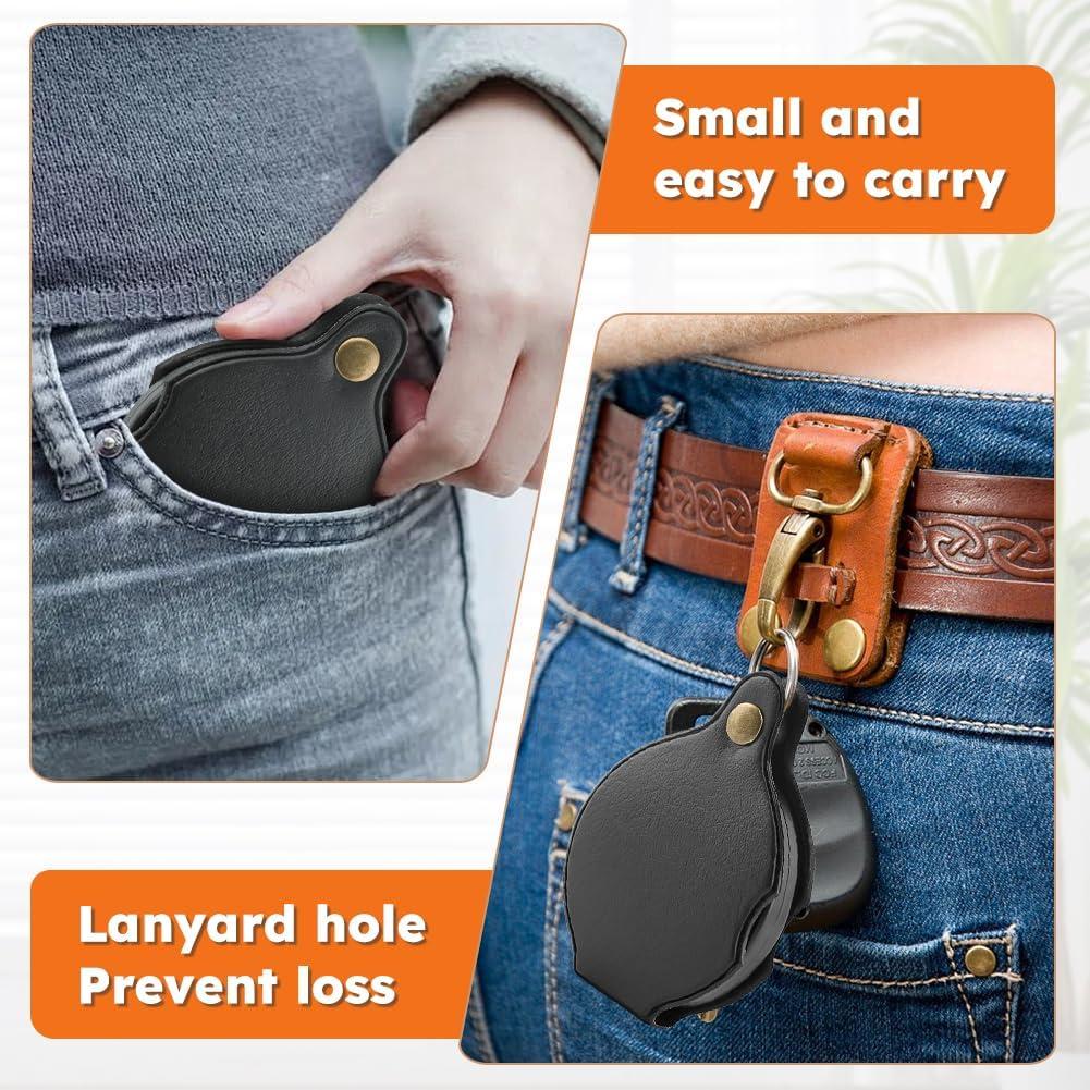 Lupa de bolsillo 20X QKDS, 2 piezas, portátil y plegable