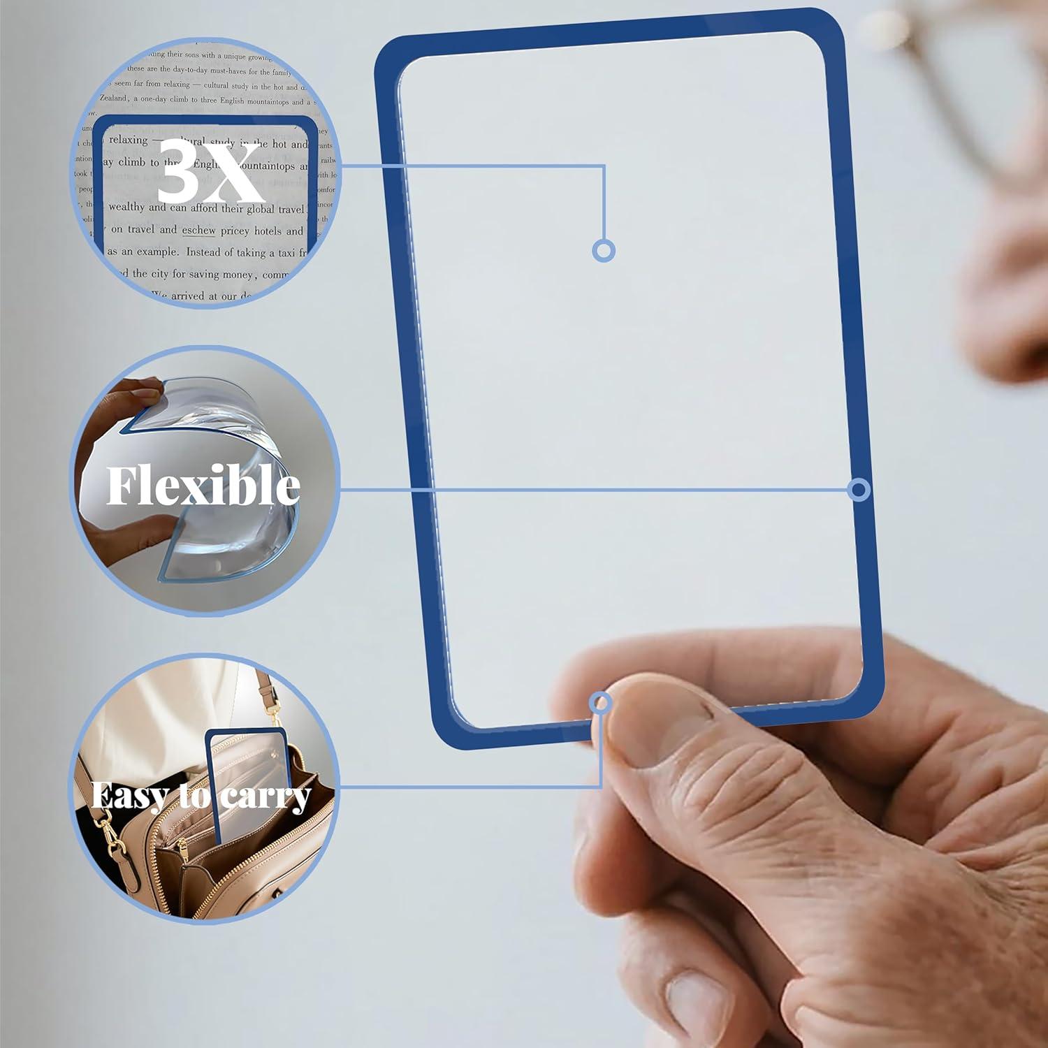 4 Piezas Lupa de Página 3X Fresnel PVC 11.43x17.78cm