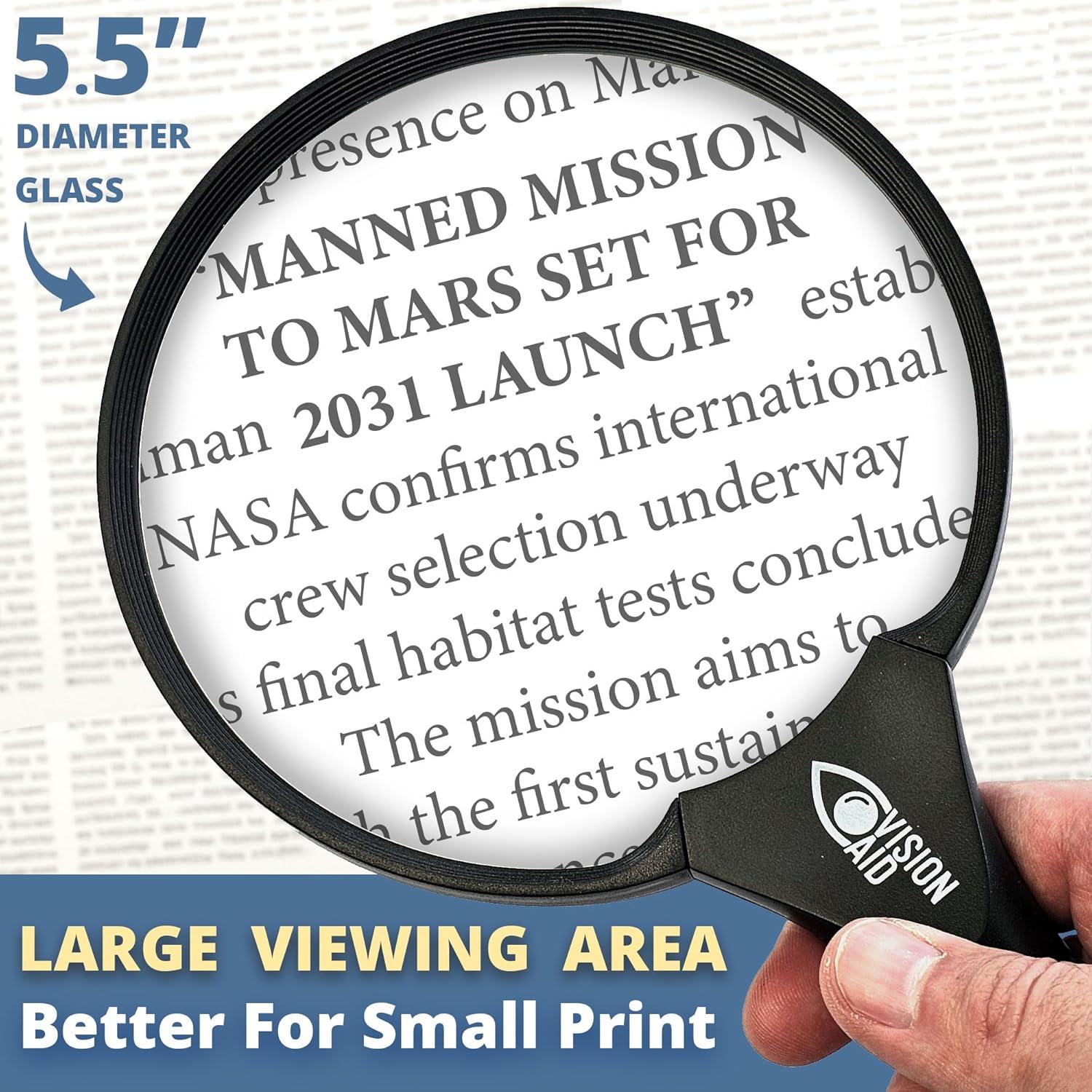 Lupa Grande Vision Aid 5.5" LED Recargable USB 10X 30X