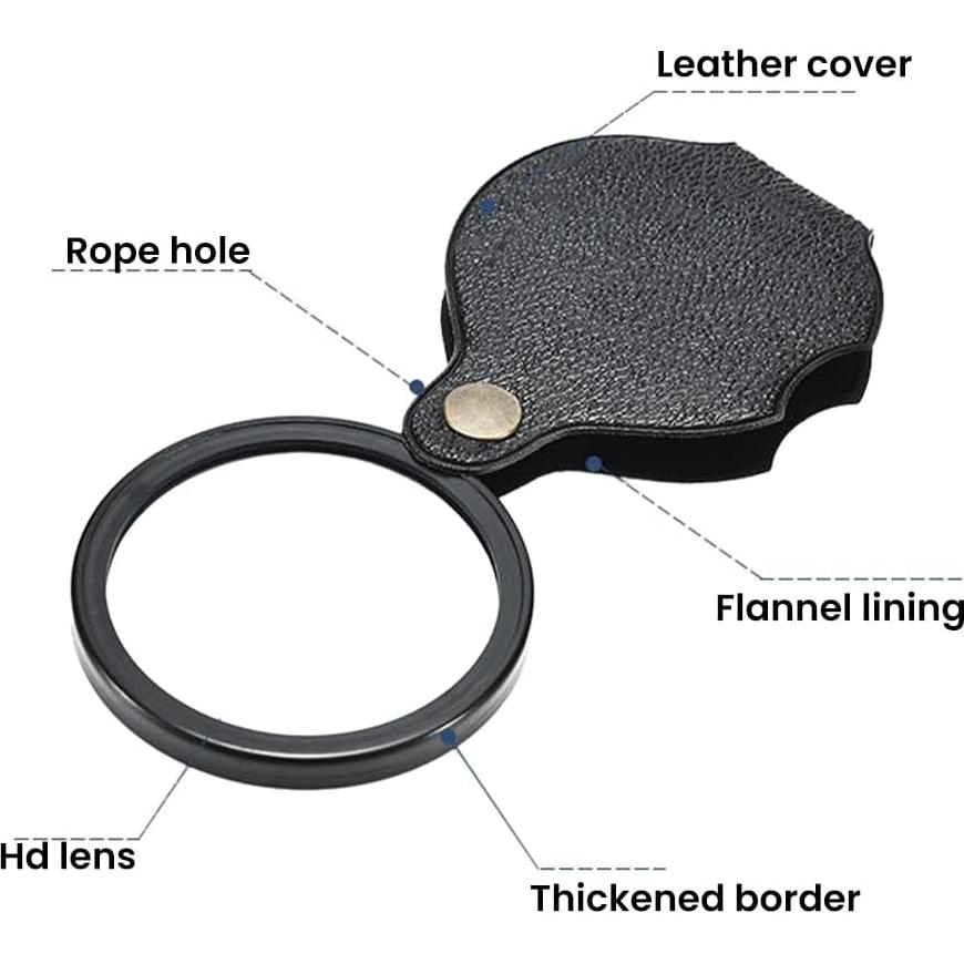 Lupa de bolsillo Tookie 20X HD Plegable Negra 6cm