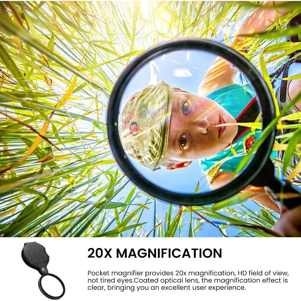 Lupa de bolsillo Tookie 20X HD Plegable Negra 6cm