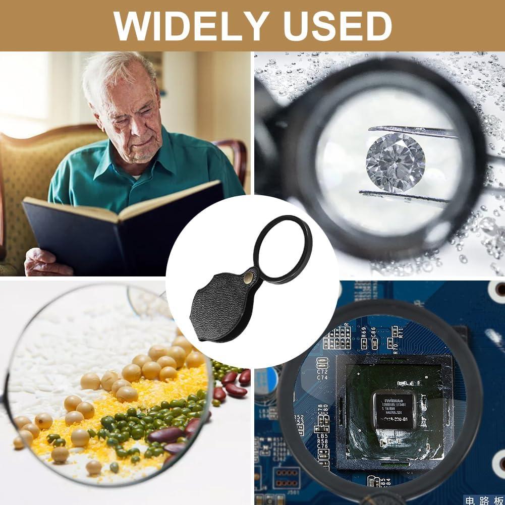 Lupa de bolsillo Tookie 20X HD Plegable Negra 6cm