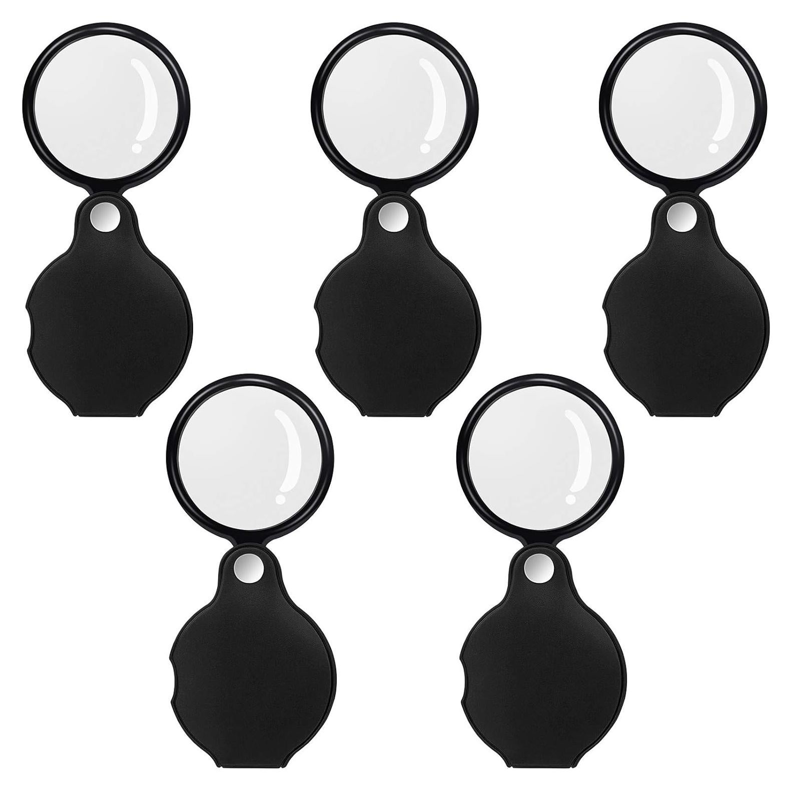 5 Mini Lupas de Bolsillo Awpeye 10X con Funda de Cuero
