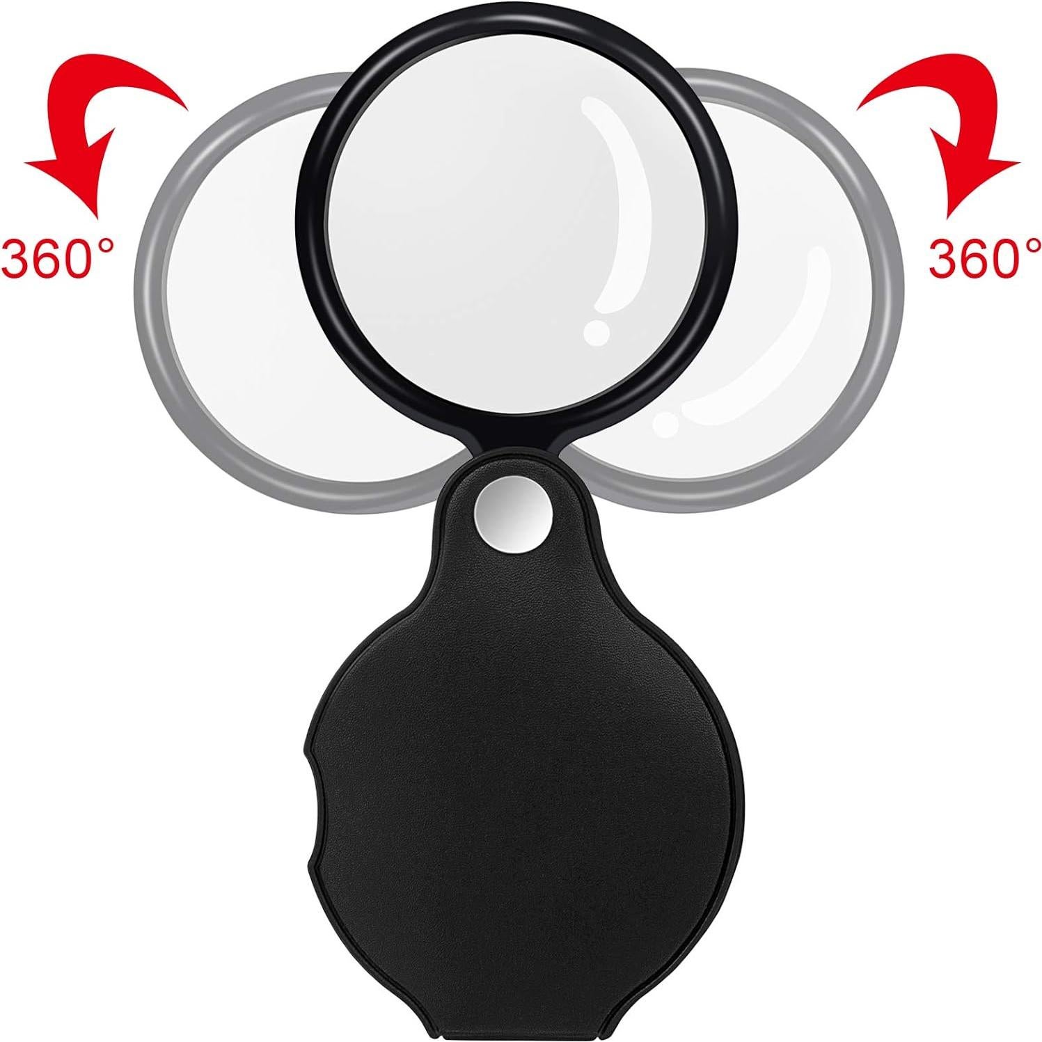 5 Mini Lupas de Bolsillo Awpeye 10X con Funda de Cuero