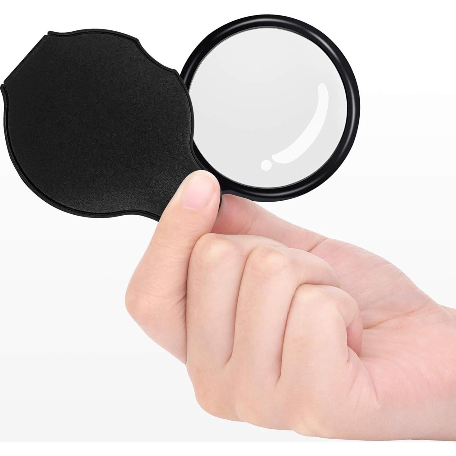5 Mini Lupas de Bolsillo Awpeye 10X con Funda de Cuero