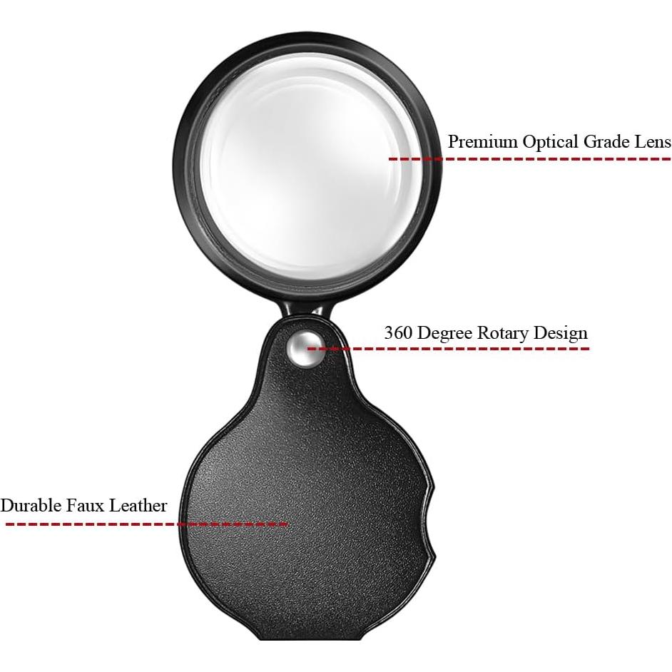 Lupa de Aumento 10X DUMEALAGR Plegable con Funda Negra