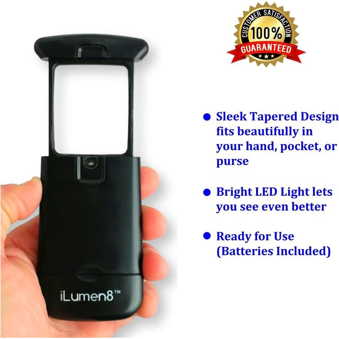Lupa de Bolsillo iLumen8 3X con Luz LED - Ideal para Lectura
