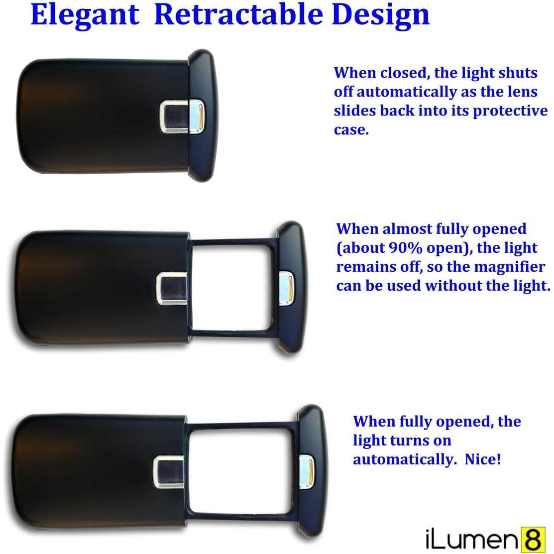 Lupa de Bolsillo iLumen8 3X con Luz LED - Ideal para Lectura