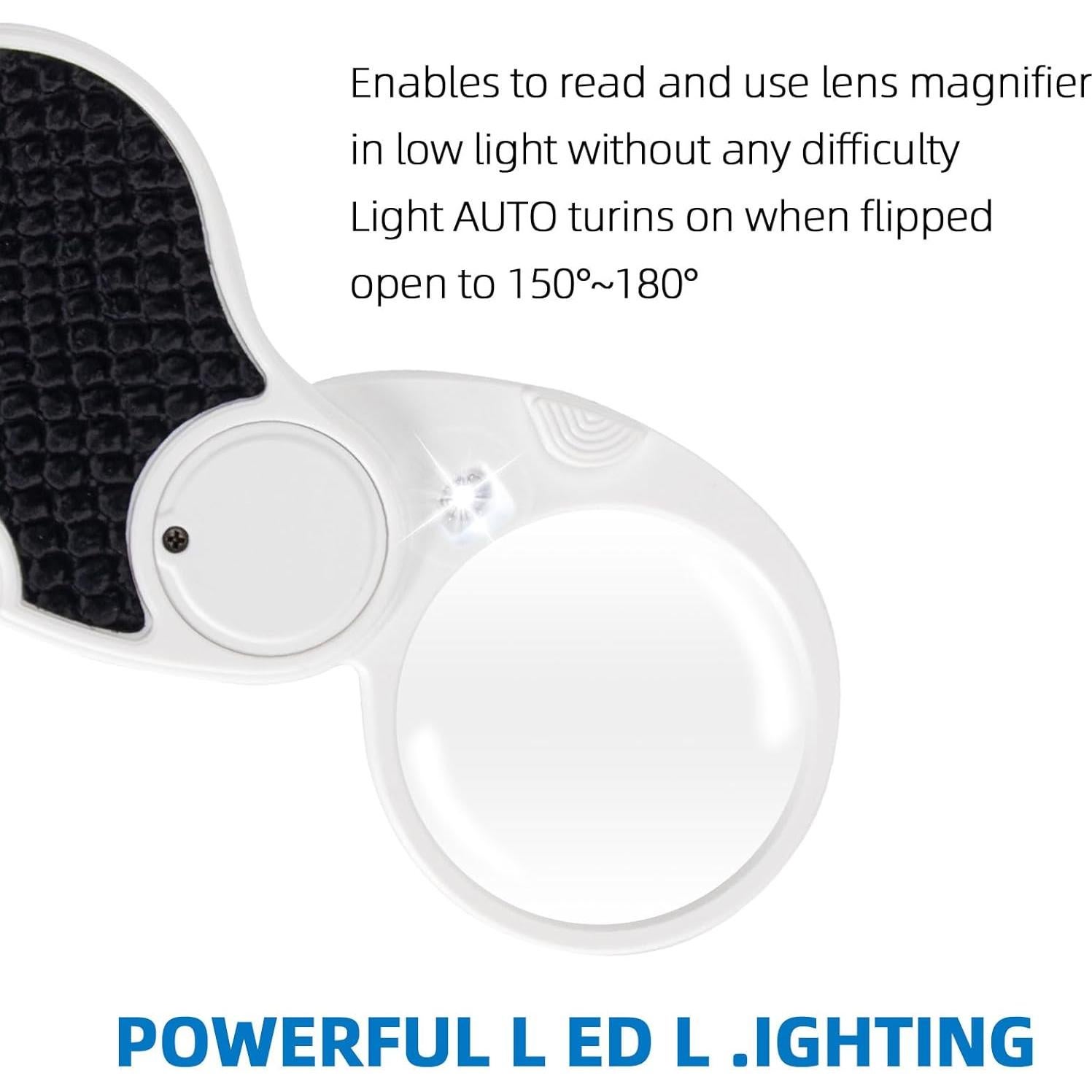 Lupa de Bolsillo AOCOAKW 5X con Luz LED Plegable