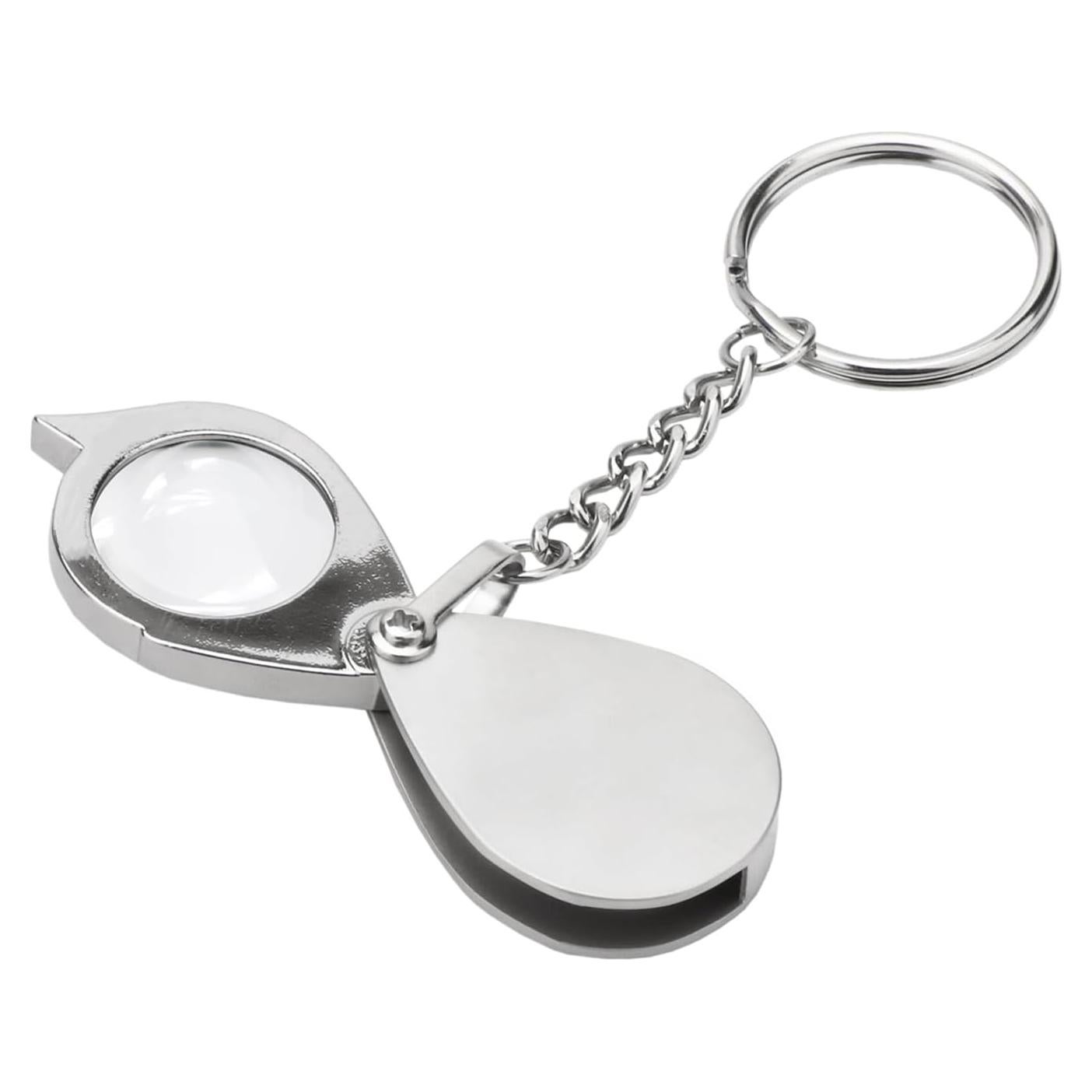 Lupa de bolsillo Rongon 10X con llavero y estuche plateada