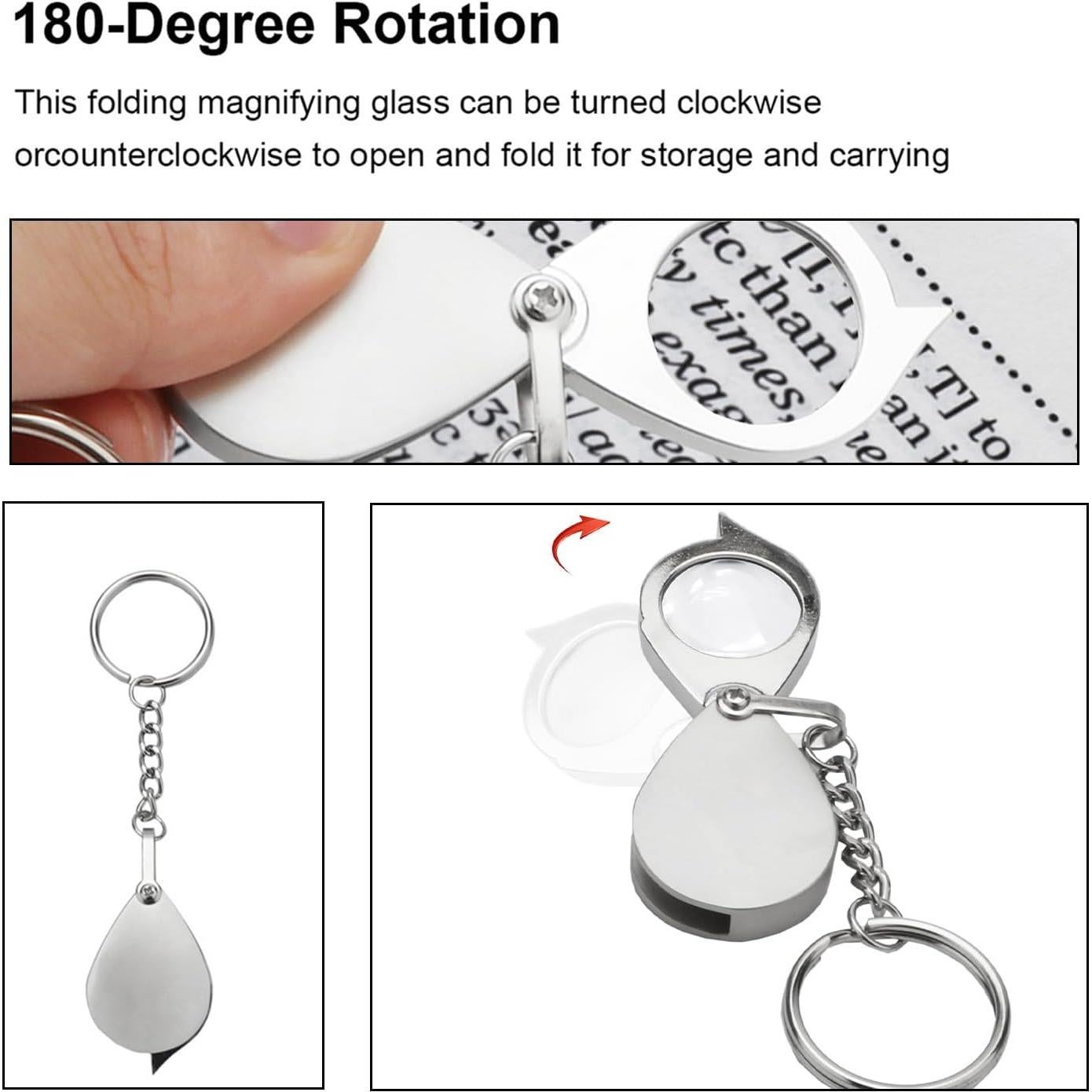 Lupa de bolsillo Rongon 10X con llavero y estuche plateada