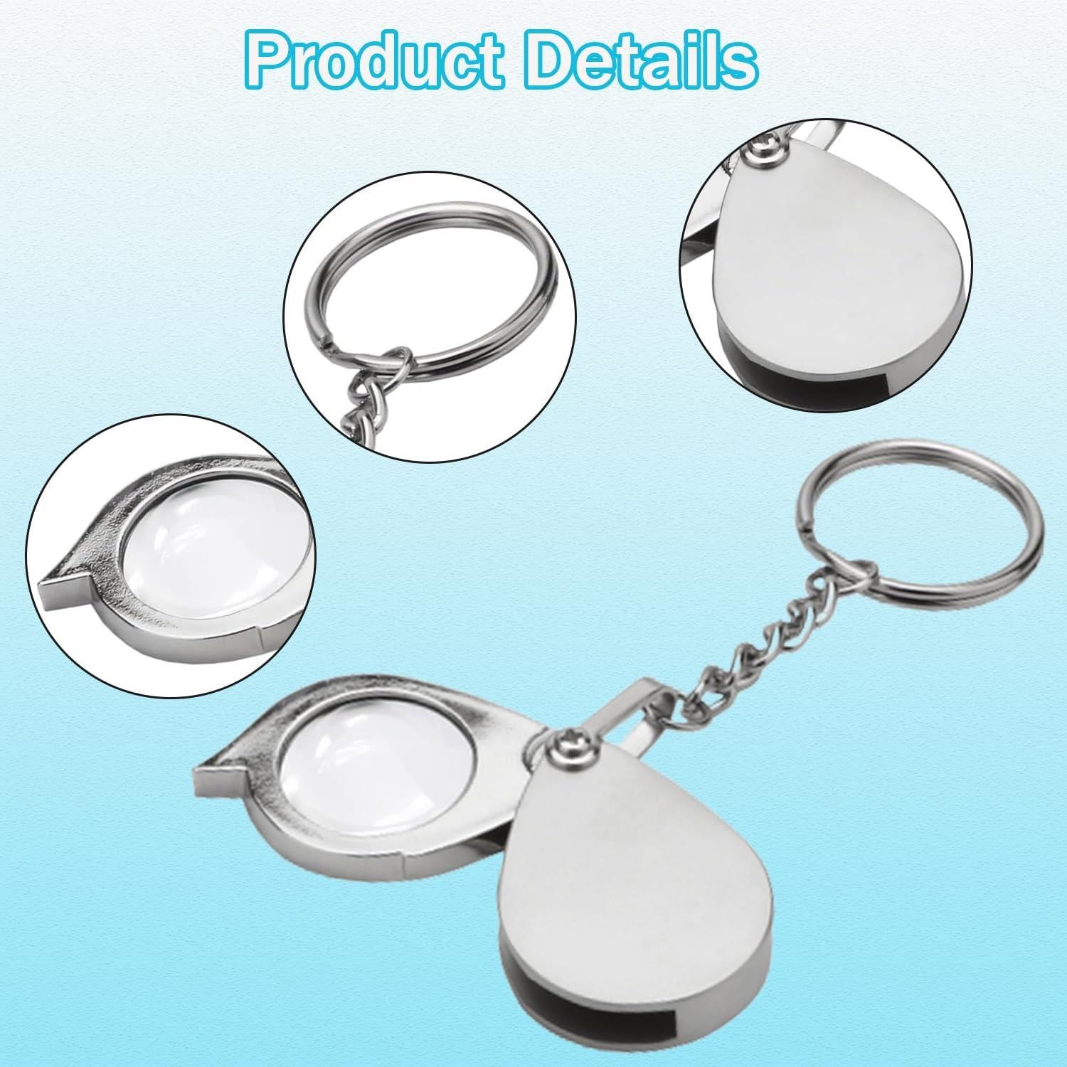 Lupa de bolsillo Rongon 10X con llavero y estuche plateada