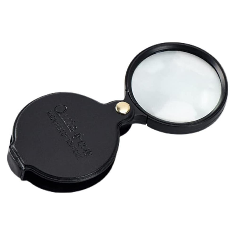 Lupa Mini 10X GDQLCNXB Plegable con Funda de Cuero 60mm