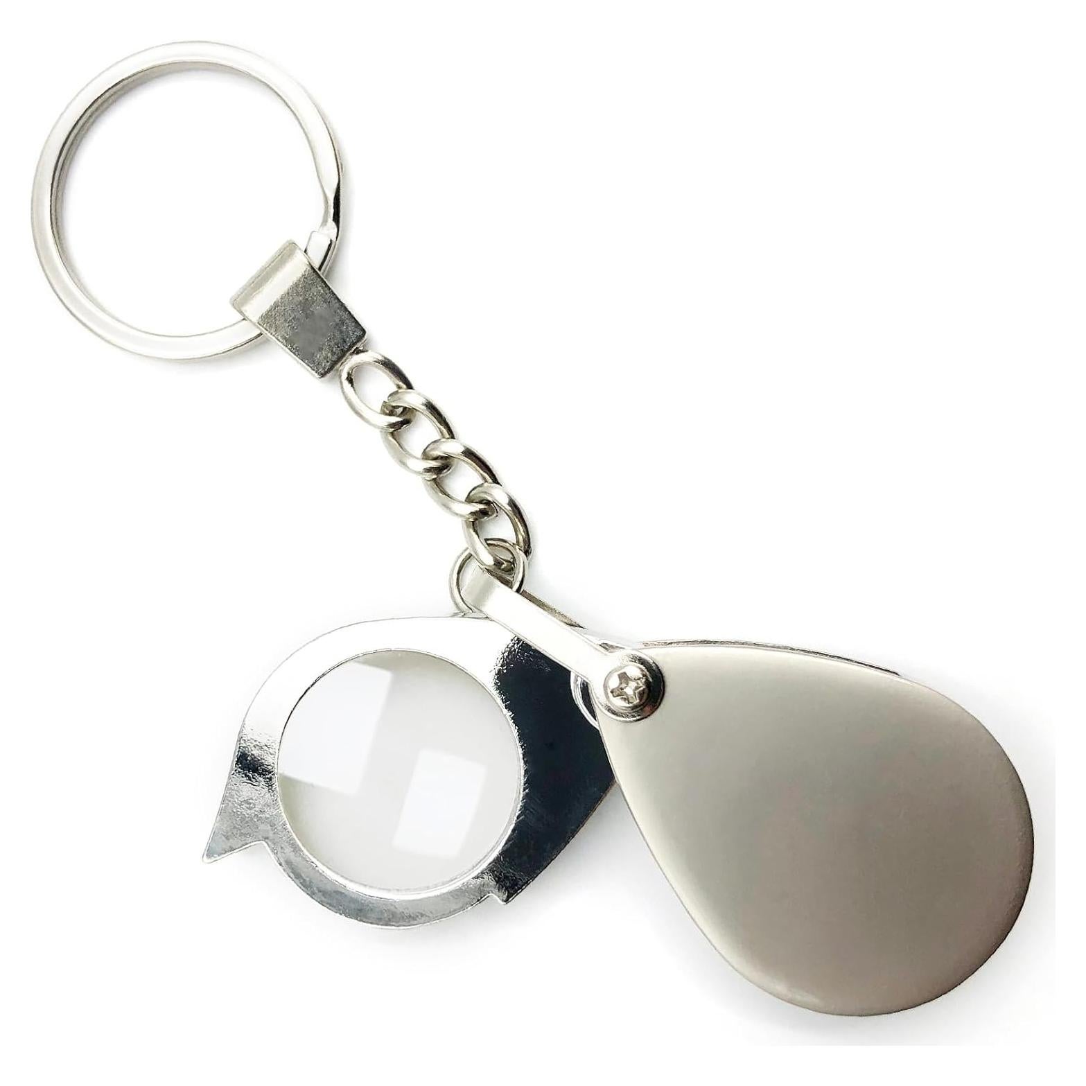 Lupa de bolsillo 10X Qgond con llavero y funda plegable