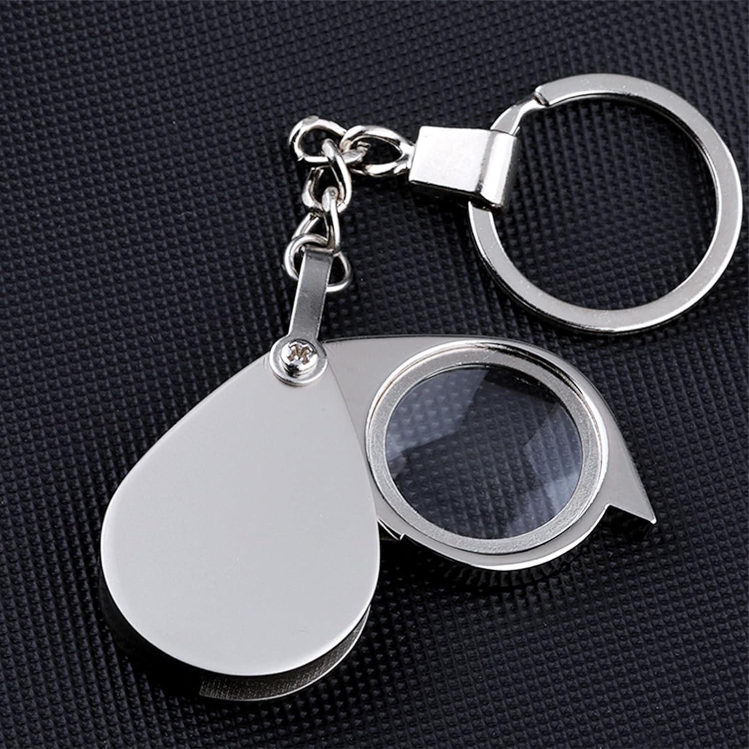 Lupa de bolsillo 10X Qgond con llavero y funda plegable