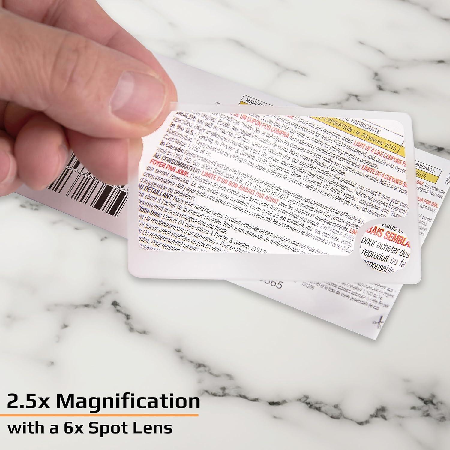 Lupas de cartera Carson WM-01 2.5x con lente 6x - Paquete doble