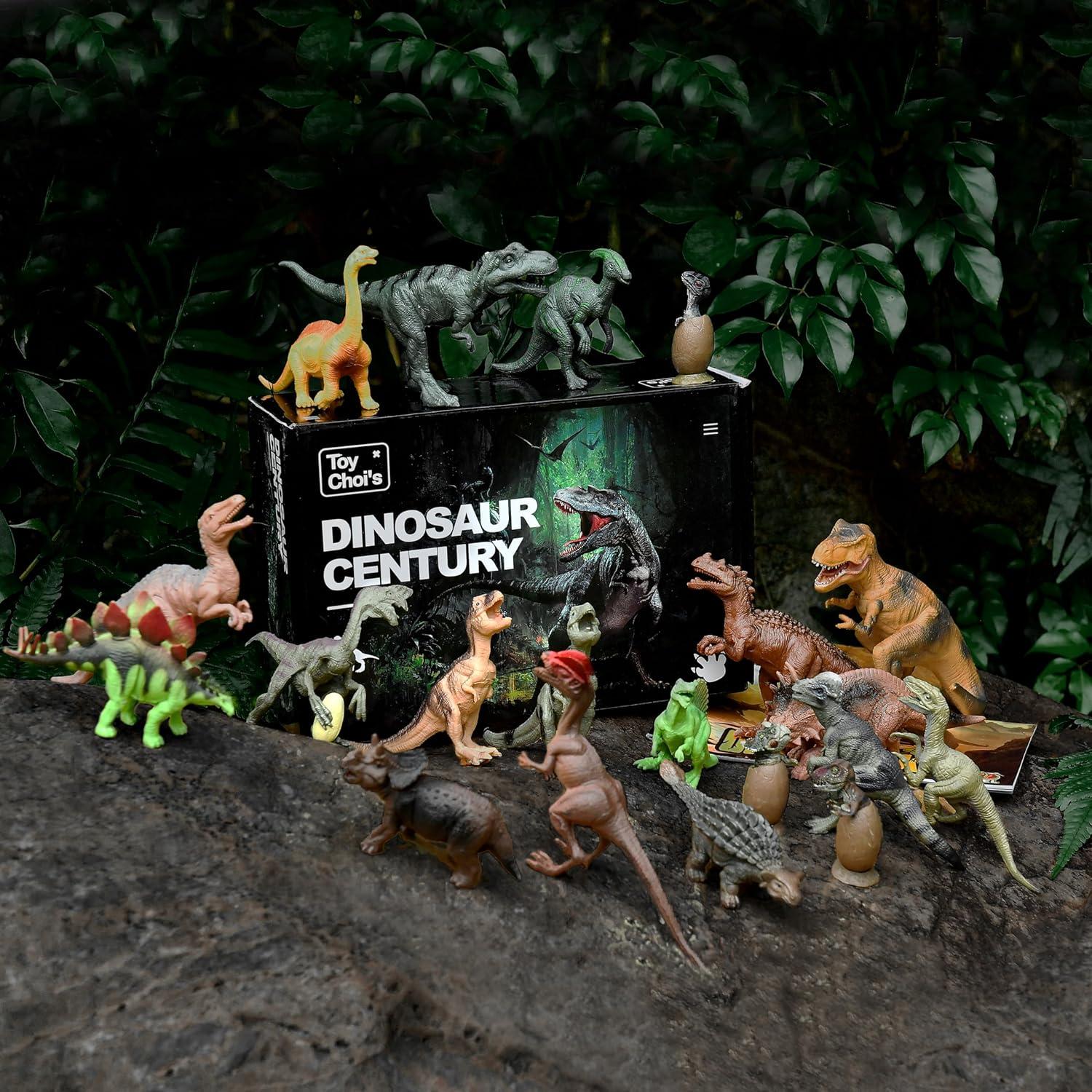 Dinosaur Toys for Toddlers and Kids 3-5 5-7 - Dinosaur Figures 20 Packs Playset with Educational Book, Toy for 3 4 5 6 7 8 Year Old Boys - Plastic Dinosaurs with Dino Eggs Birthday Party Gift