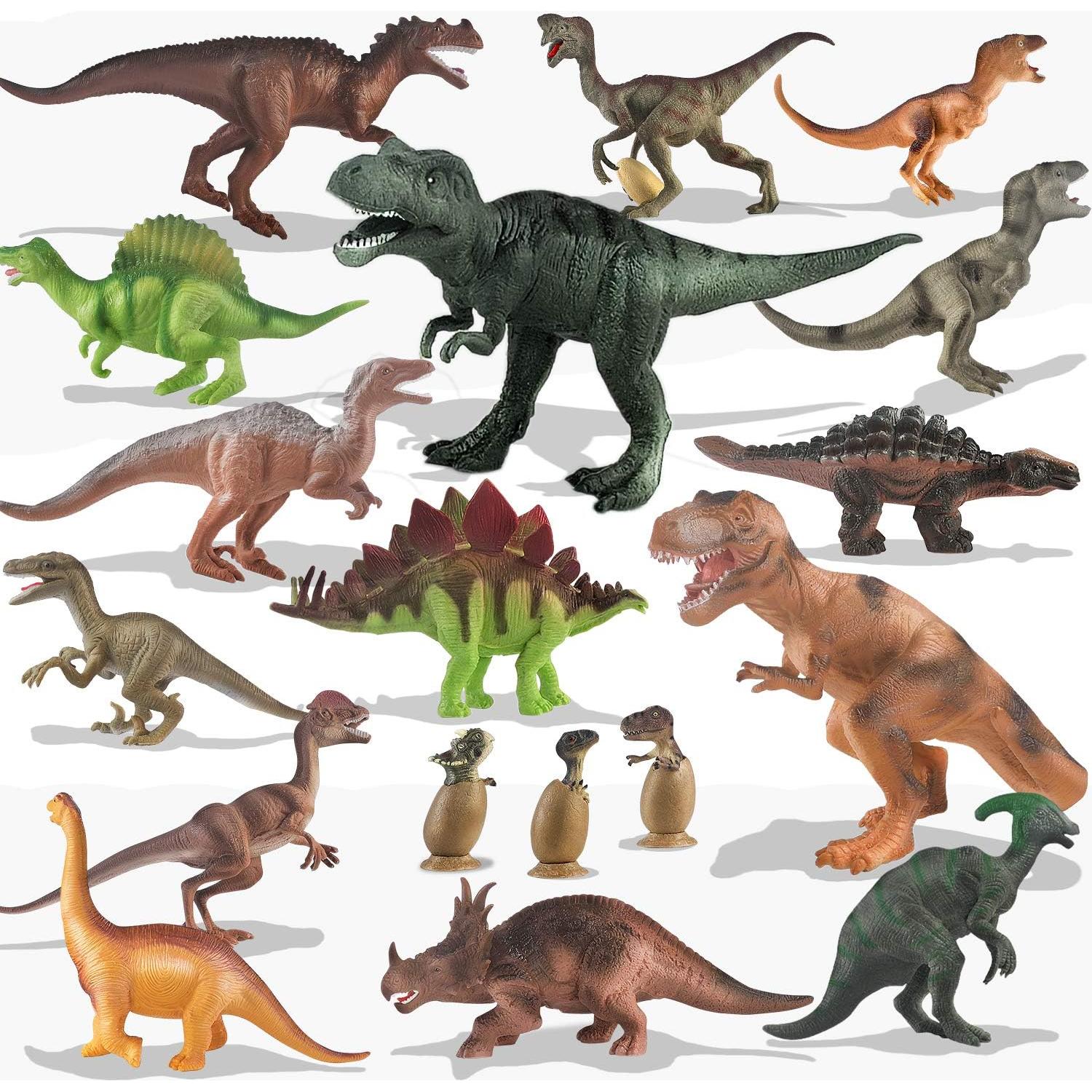Dinosaur Toys for Toddlers and Kids 3-5 5-7 - Dinosaur Figures 20 Packs Playset with Educational Book, Toy for 3 4 5 6 7 8 Year Old Boys - Plastic Dinosaurs with Dino Eggs Birthday Party Gift
