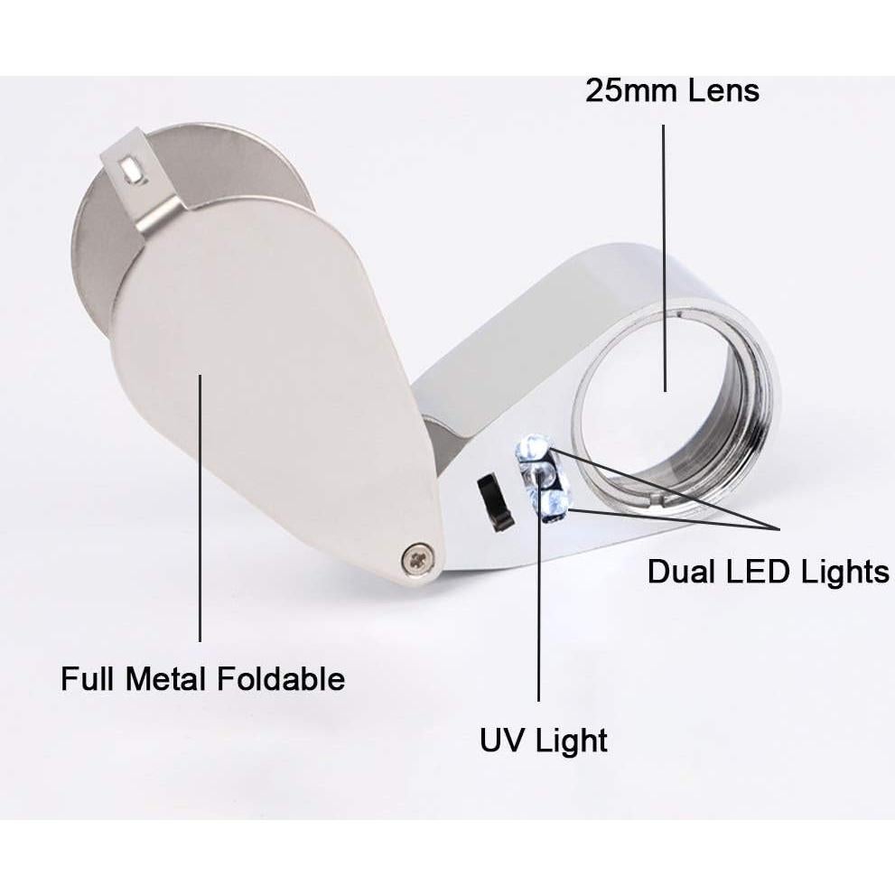 Lupa de Joyería Iluminada 40X JEYUME - Paquete de 2 Unidades