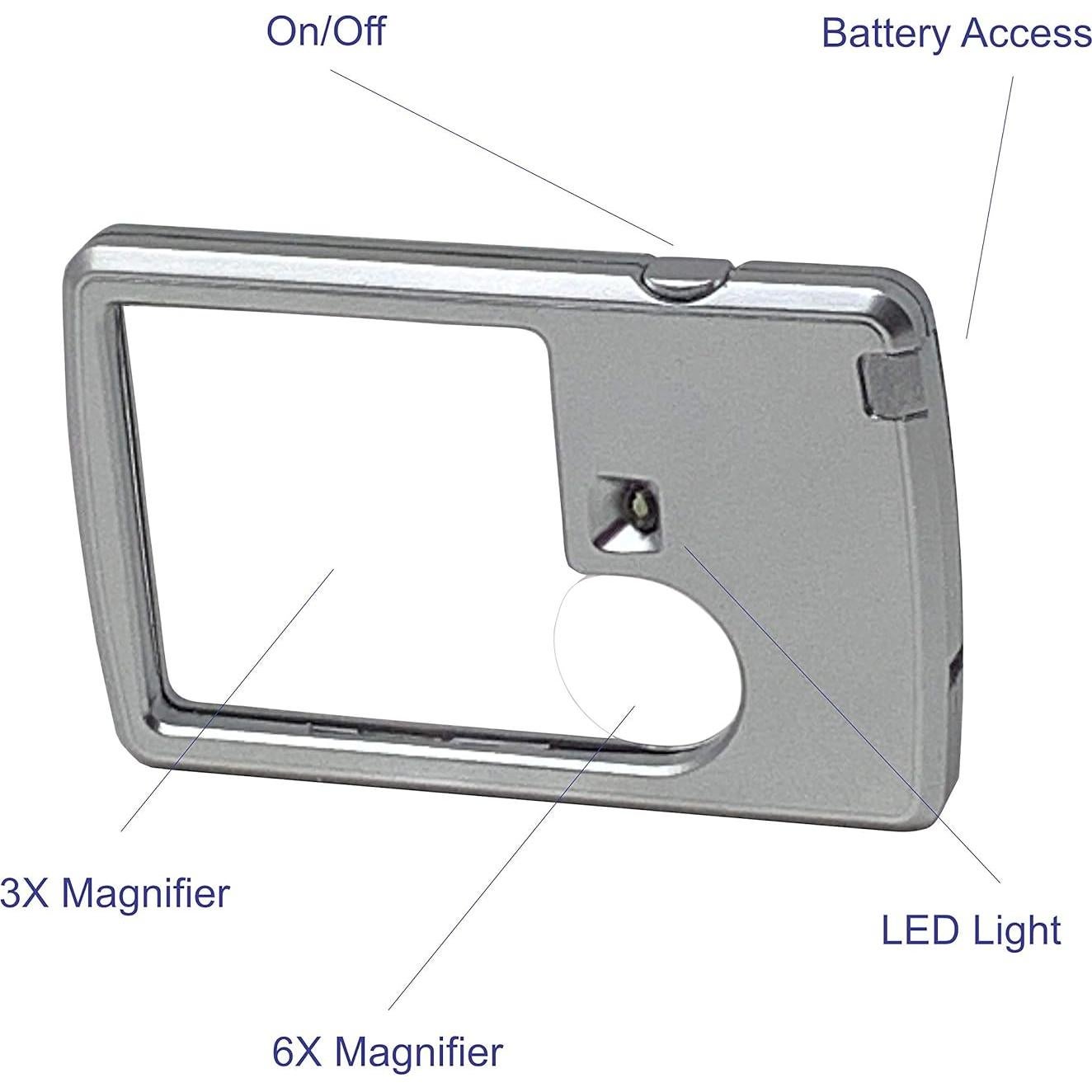 Lentes de Aumento Iluminadas 3X 6X - Lupa de Bolsillo y Tarjeta