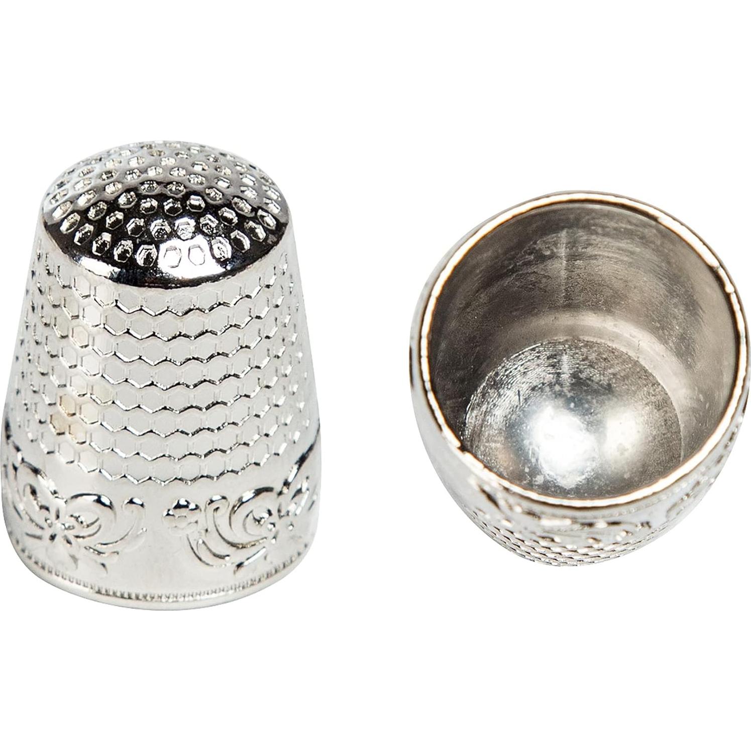 Dedales de Costura AXEN 4 Piezas Metal Plata, Protección Dedo