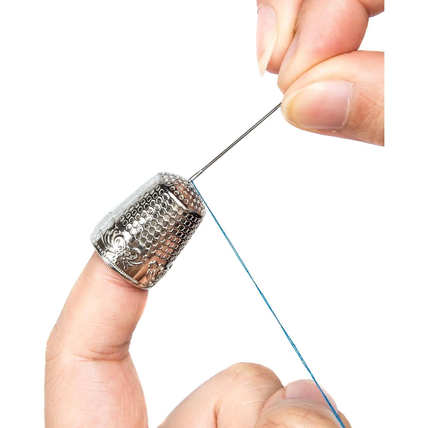 Dedales de Costura AXEN 4 Piezas Metal Plata, Protección Dedo