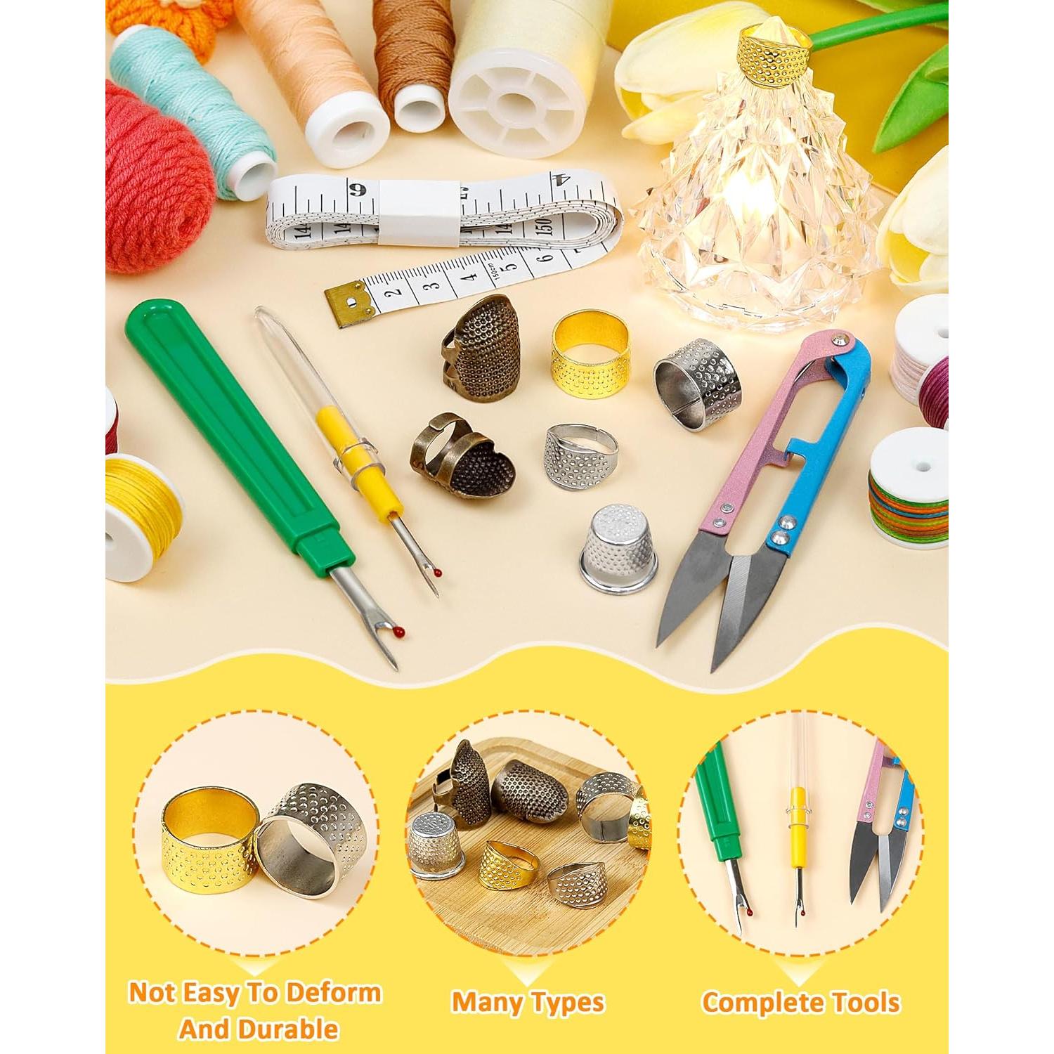 Kit de Dedales FIVEIZERO - 7 Dedales de Metal y Herramientas de Costura