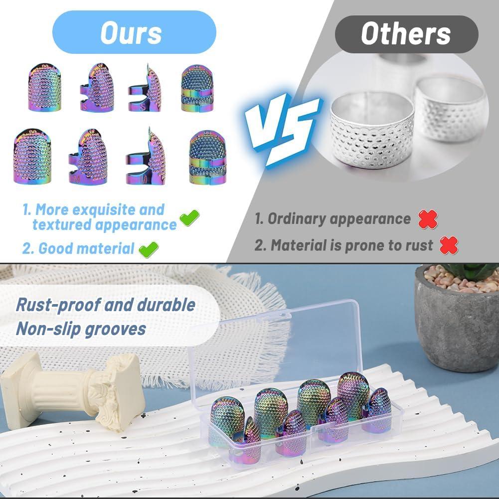 Conjunto de 8 Dedales de Costura YIZZVB Ajustables S/M