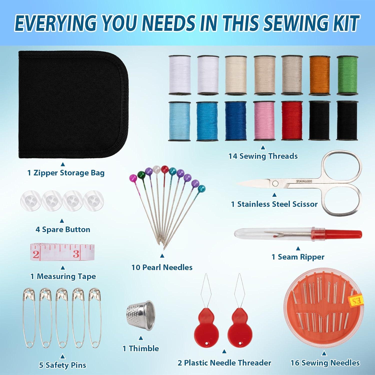 Kit de Costura Amrules Compacto con Tijeras y Hilo - 11.9x11.9 cm