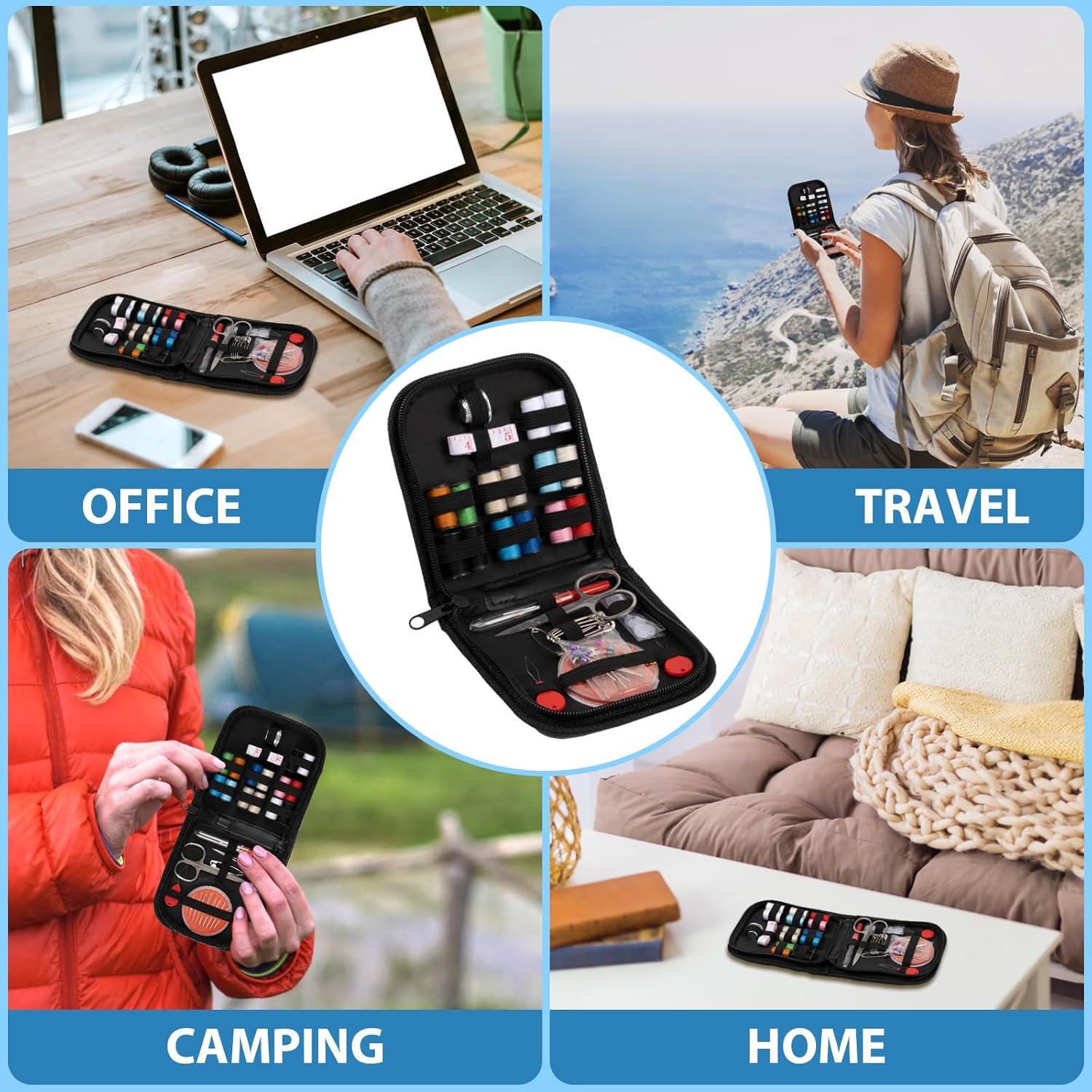 Kit de Costura Amrules Compacto con Tijeras y Hilo - 11.9x11.9 cm