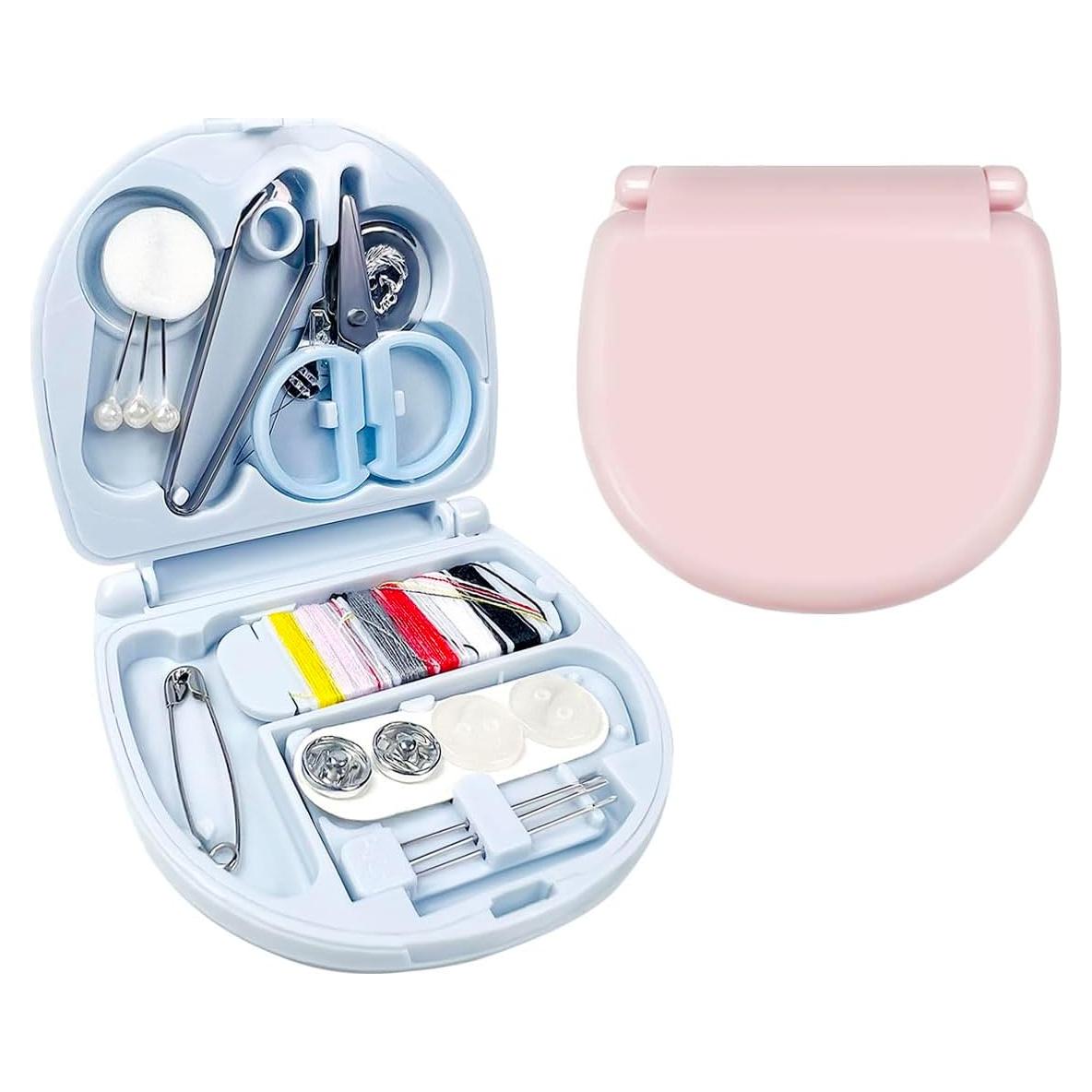 Kit de Costura de Viaje Maodai 2 Paquetes Rosa y Azul