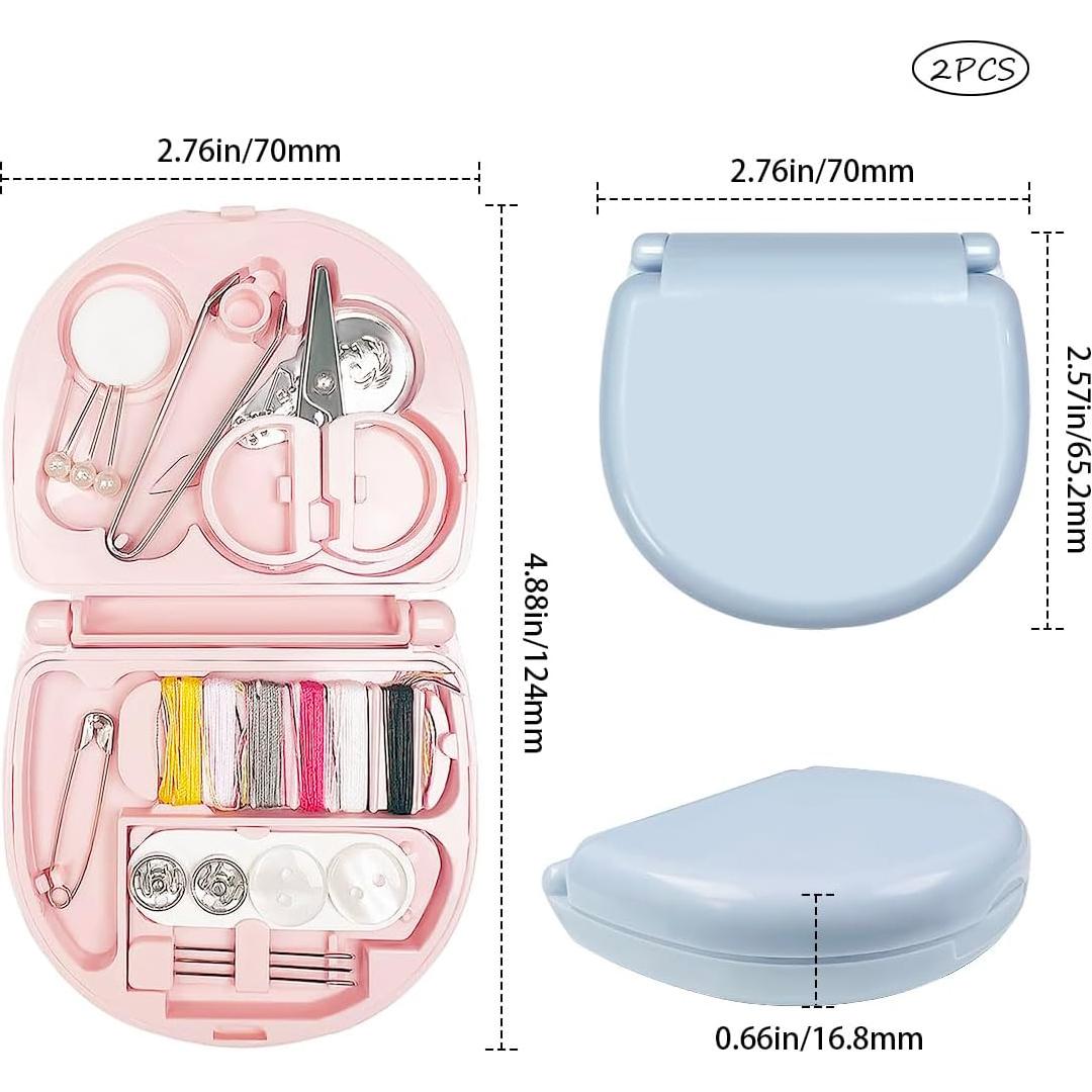 Kit de Costura de Viaje Maodai 2 Paquetes Rosa y Azul