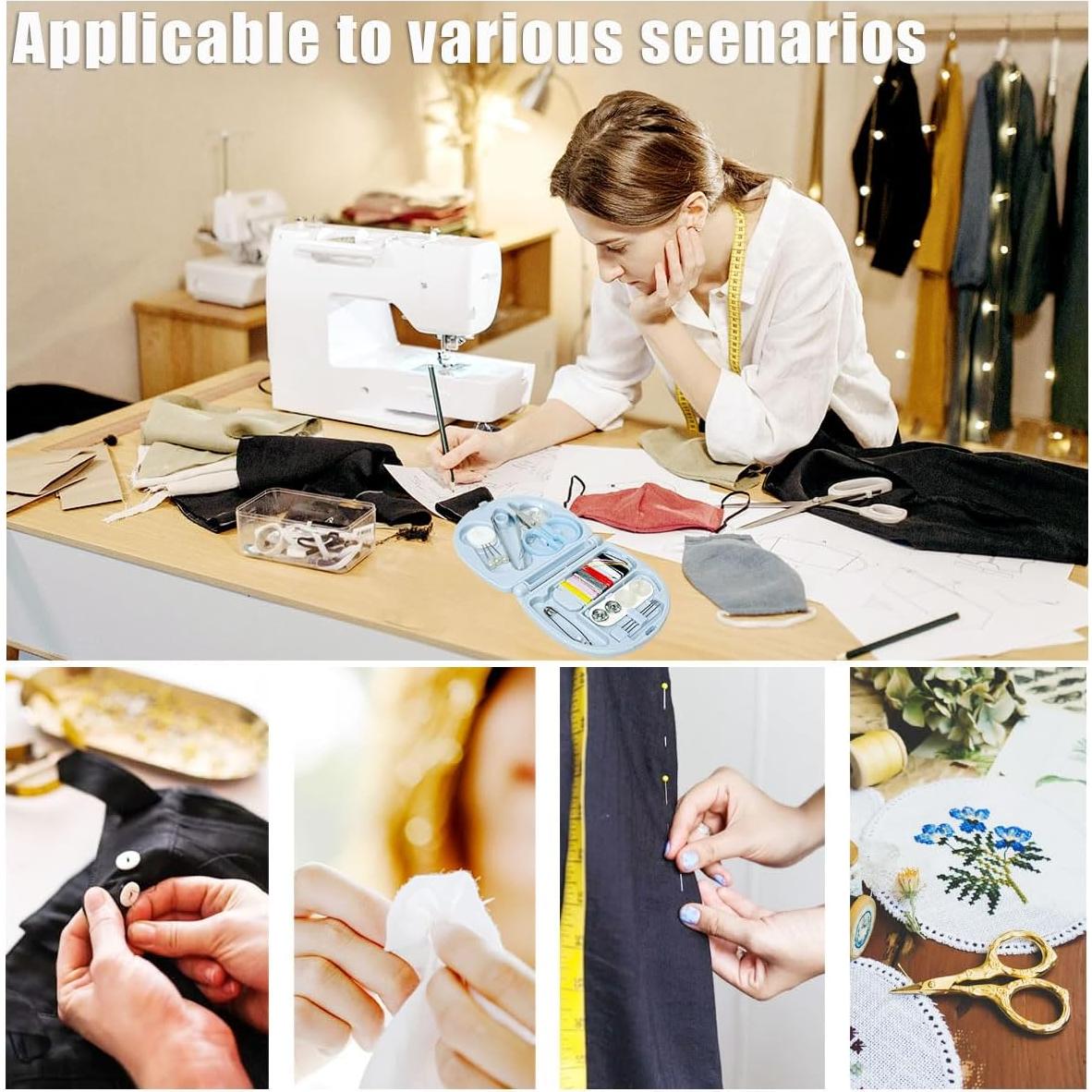 Kit de Costura de Viaje Maodai 2 Paquetes Rosa y Azul