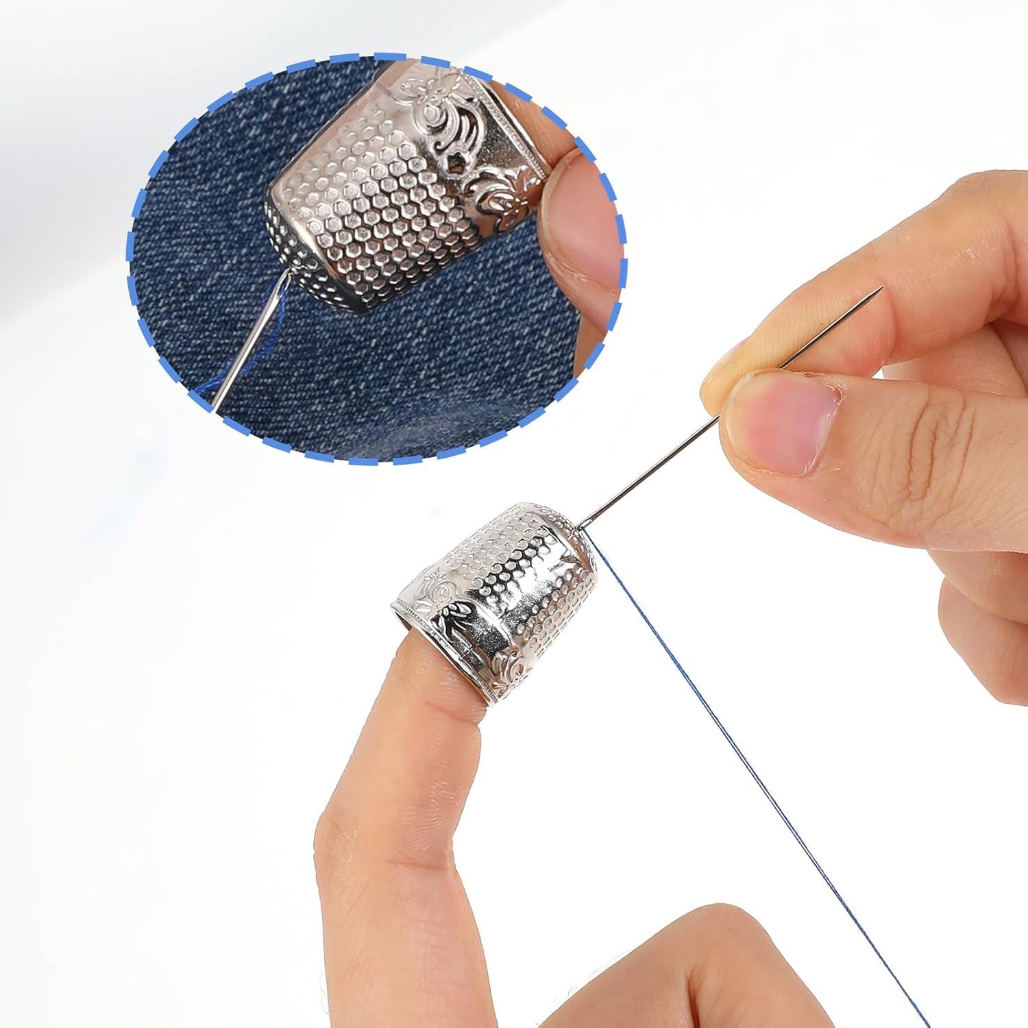 4 Dedales de Metal Inoxidable Plateados para Costura DIY