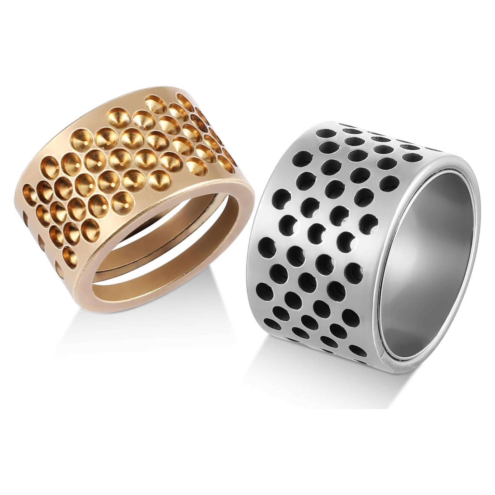 Juego de Dedales de Acero Inoxidable y Latón - 2 Pcs