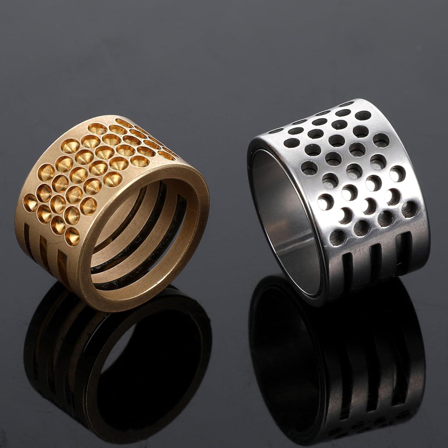 Juego de Dedales de Acero Inoxidable y Latón - 2 Pcs