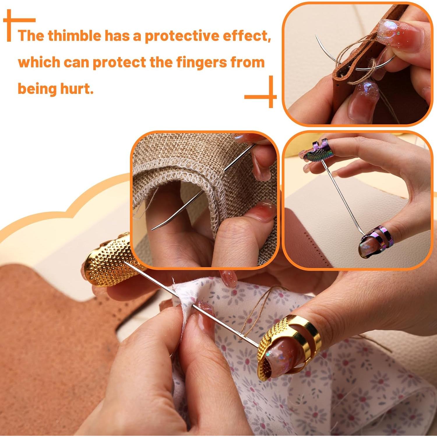 Dedales de Costura de Cobre ZMAAGG882 con Agujas y Caja