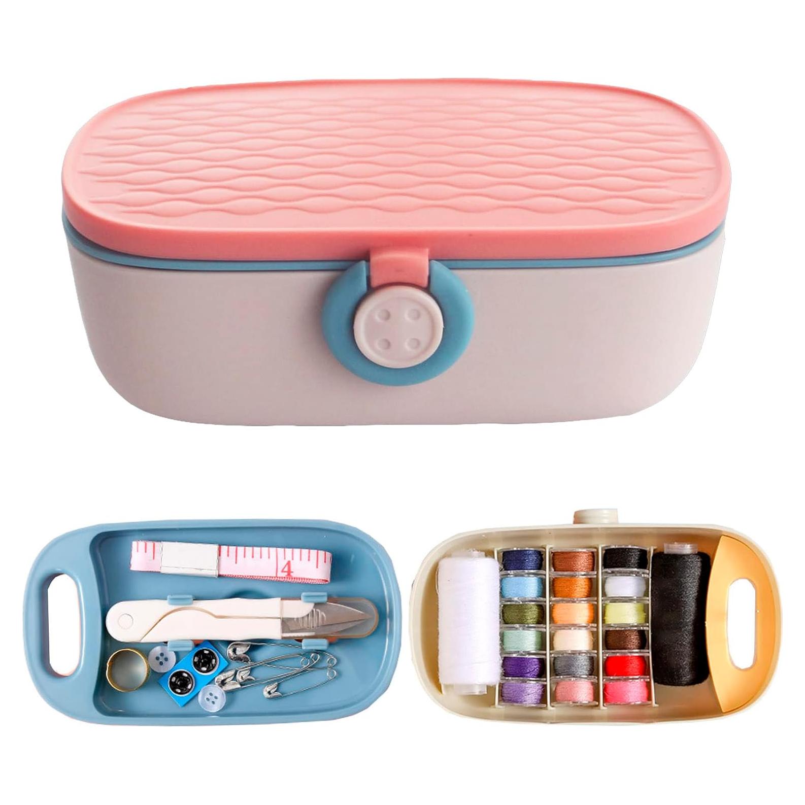 Kit de Costura Missraza Portátil Rosa 15.5x6x4cm con Accesorios