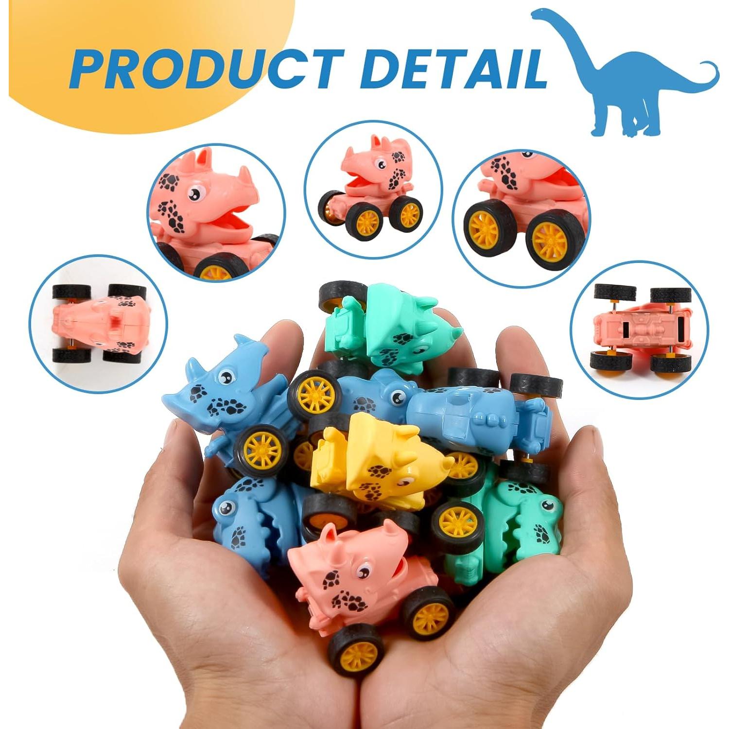 Juego de 18 Coches de Dinosaurios Retroceso Manmel