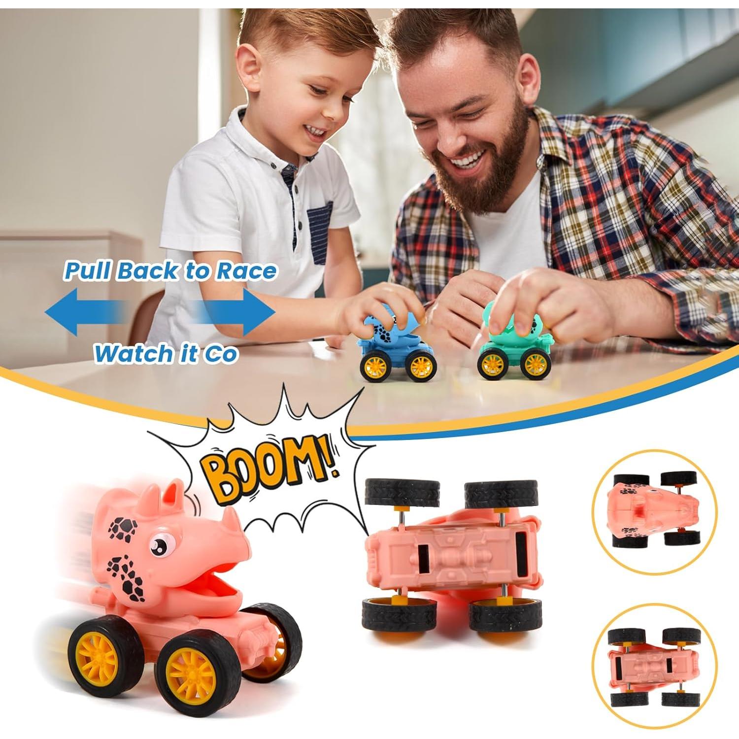 Juego de 18 Coches de Dinosaurios Retroceso Manmel