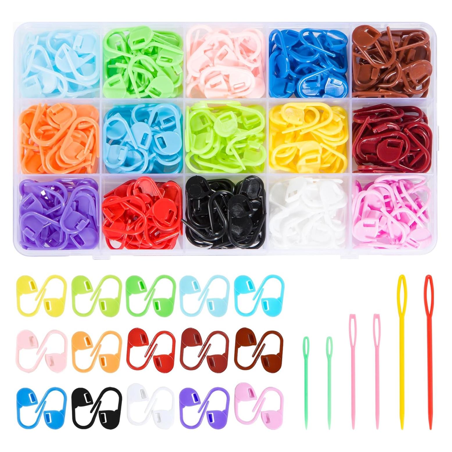 270 Marcadores de Puntos para Tejer JCKHXG - 15 Colores y Agujas