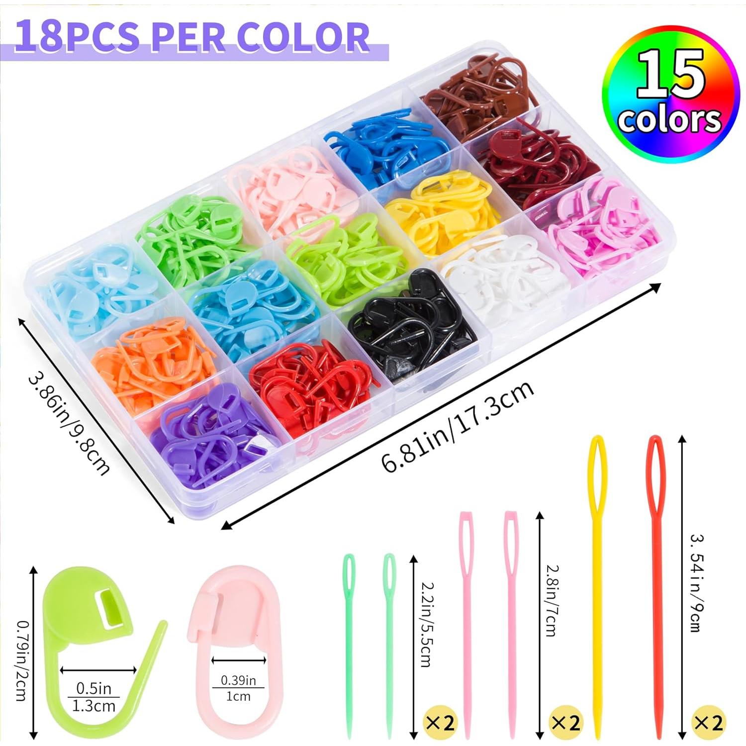 270 Marcadores de Puntos para Tejer JCKHXG - 15 Colores y Agujas