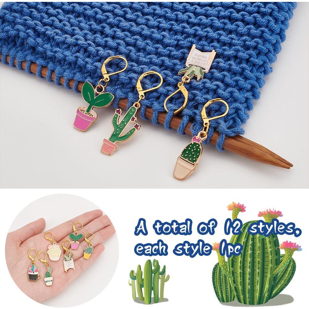 Marcadores de Puntos de Tejer PLIGREAT 12 Pcs Verde Macetas