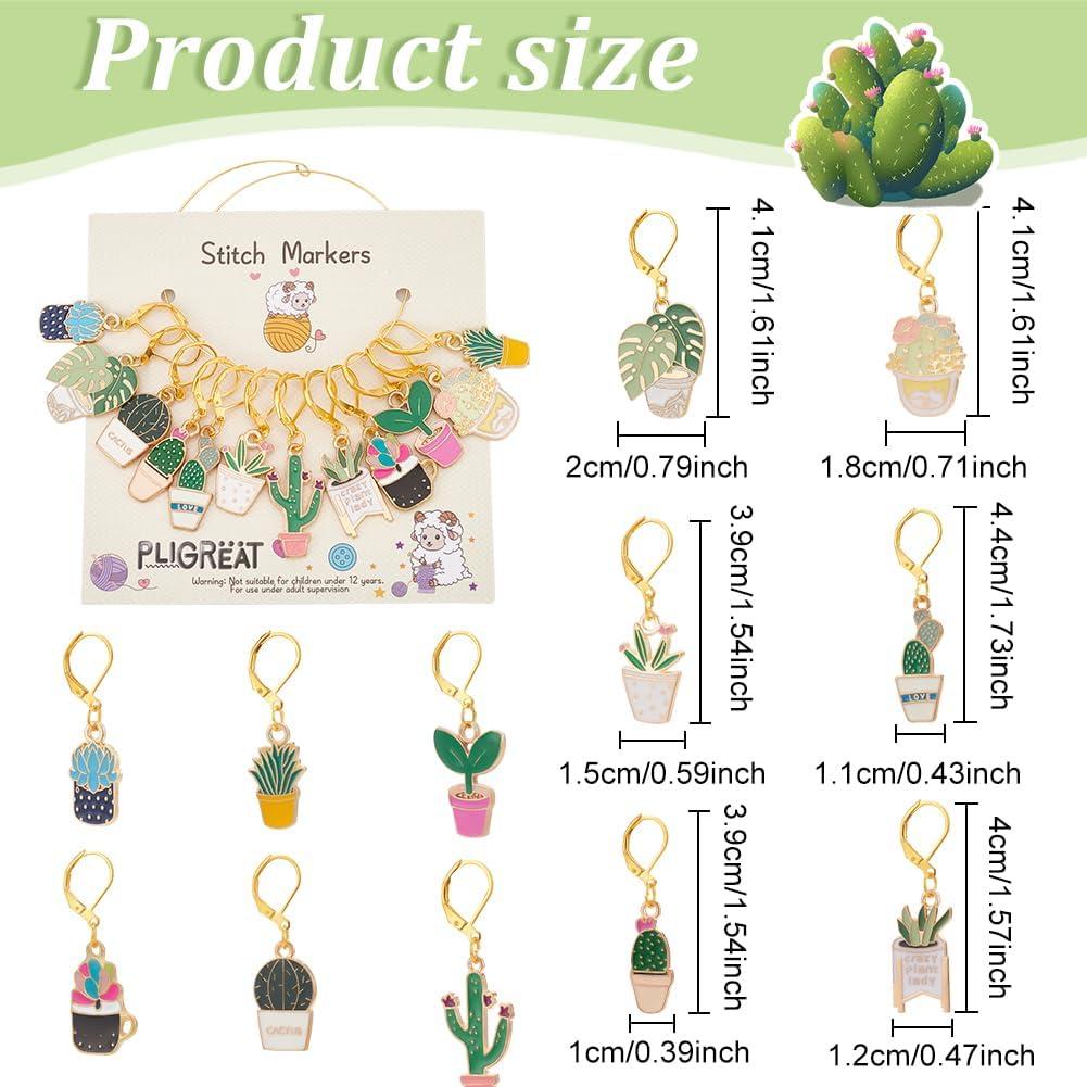 Marcadores de Puntos de Tejer PLIGREAT 12 Pcs Verde Macetas