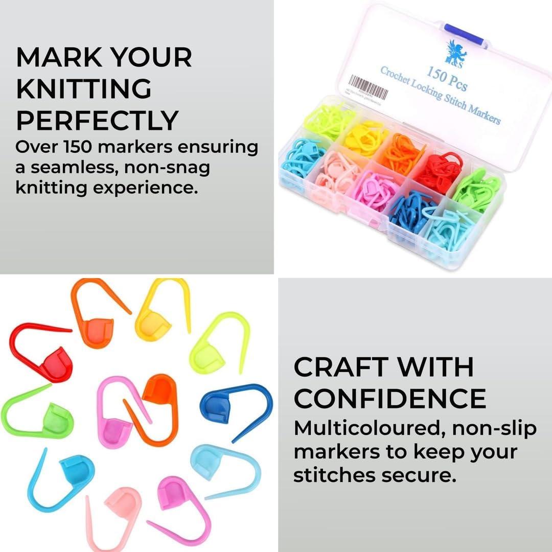 Set de 150 Marcadores de Puntos de Ganchillo H&S - Colores Vibrantes