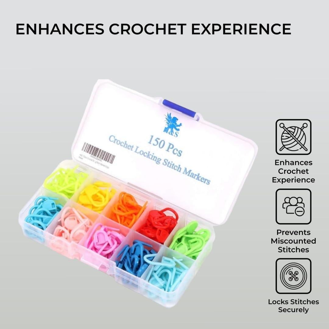 Set de 150 Marcadores de Puntos de Ganchillo H&S - Colores Vibrantes